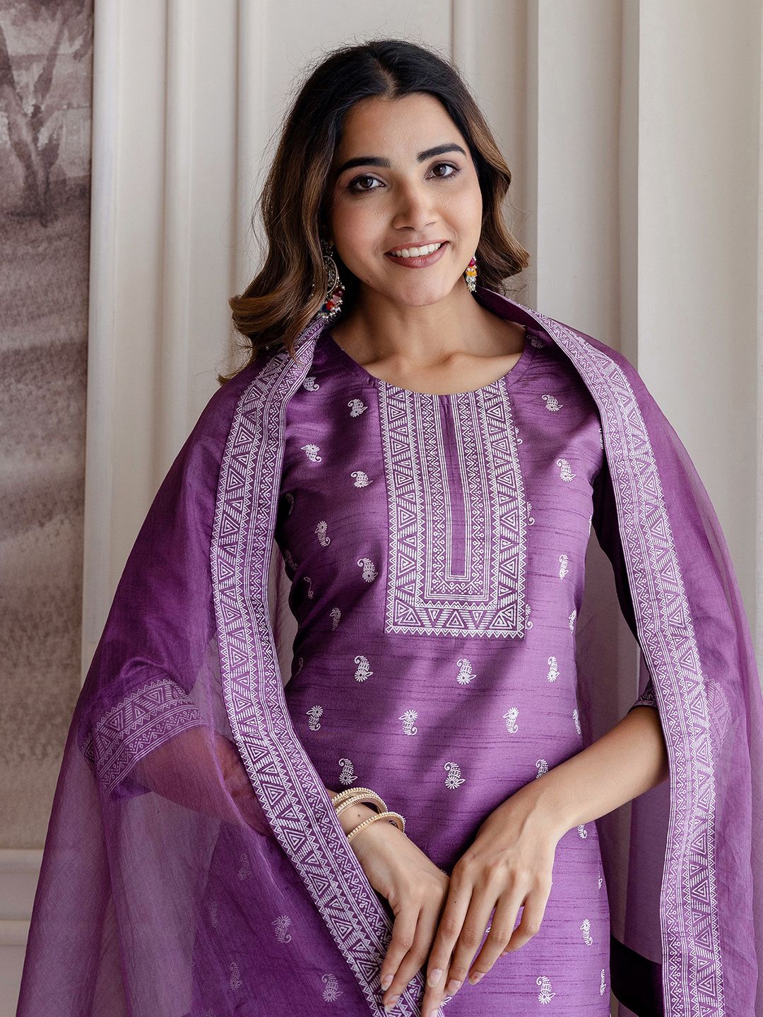 SKYLEE Women Ethnic Motifs Printed Kurta with Trousers & Dupatta