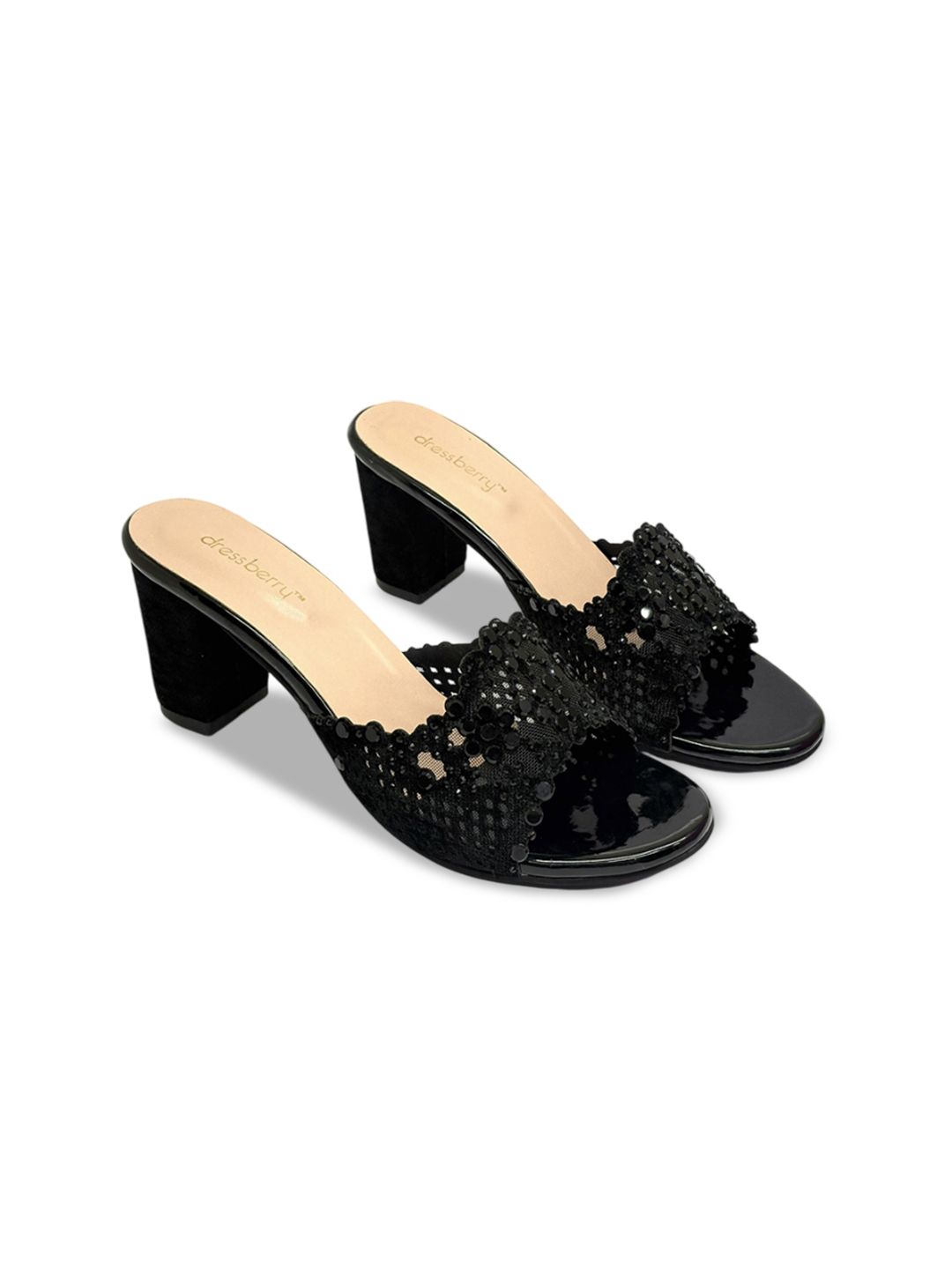 DressBerry Women Embellished Party Block Sandals with Laser Cuts-picture-15