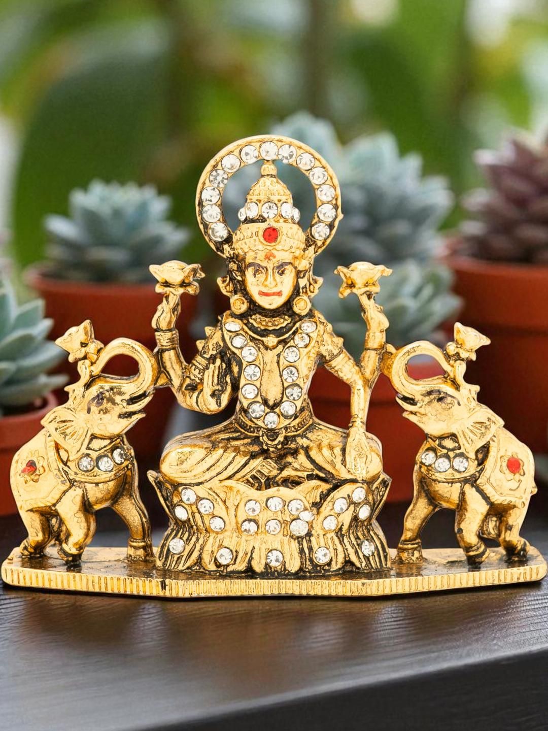 Kulin Gold-Plated Lakshmi Idol with Elephants Religious Idol Showpiece-picture-10