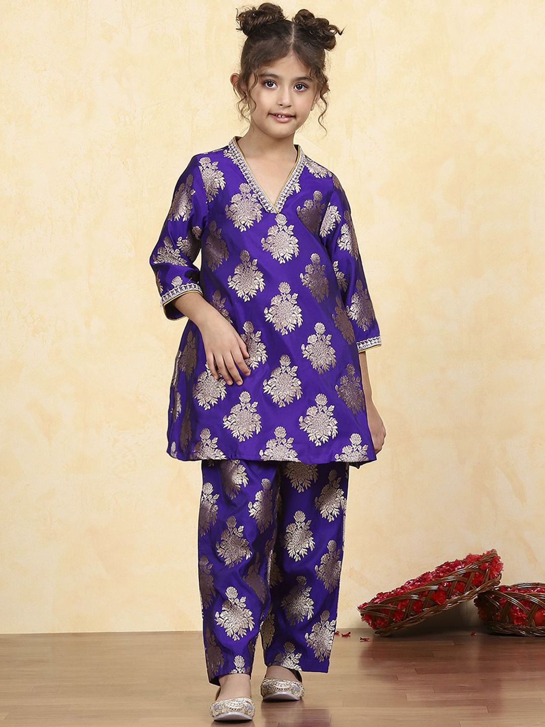 Biba Girls Ethnic Motifs Regular Kurta with Trousers-image-13