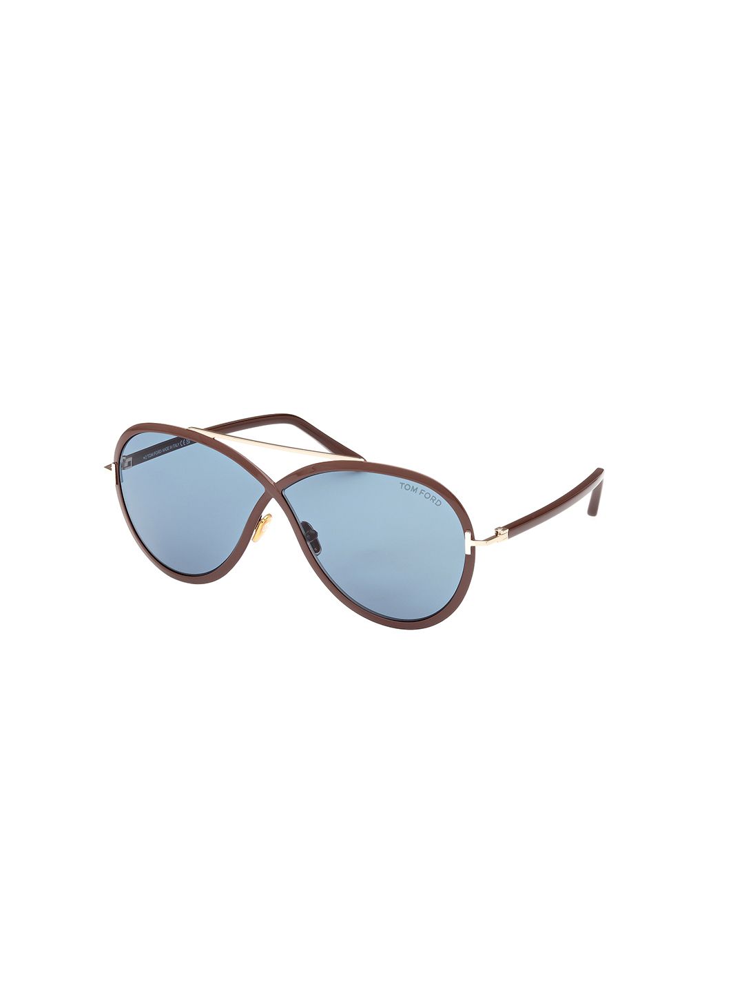 Tom Ford Women Blue Lens & Brown Oversized Sunglasses FT1007 65 48V-Blue-image-26