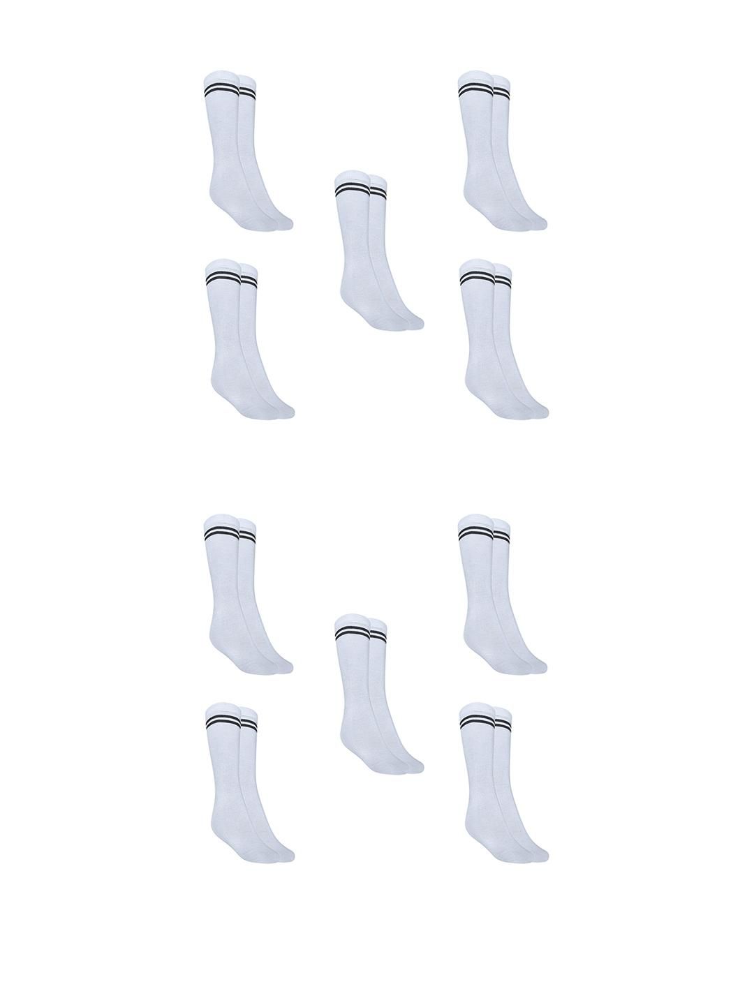 MUKHAKSH Pack of 10 Pairs Girls Kids White Socks with Black Stripes Border-picture-11