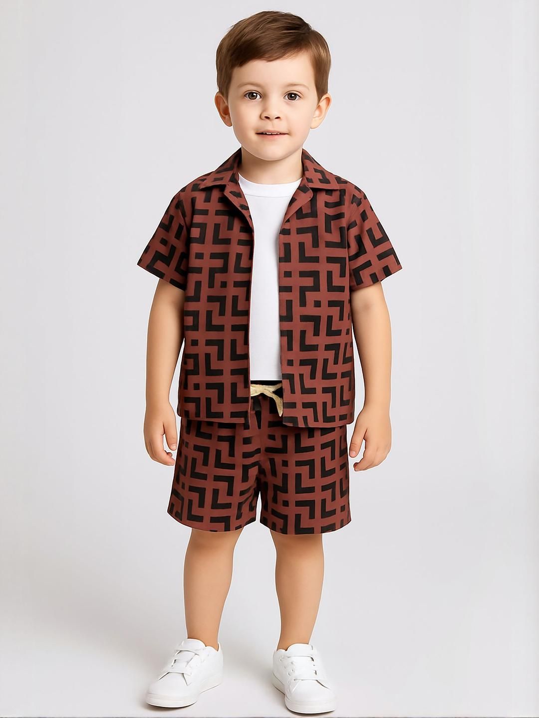 Ministitch Boys Printed Short Sleeves Shirt & T-shirt With Shorts-picture-43