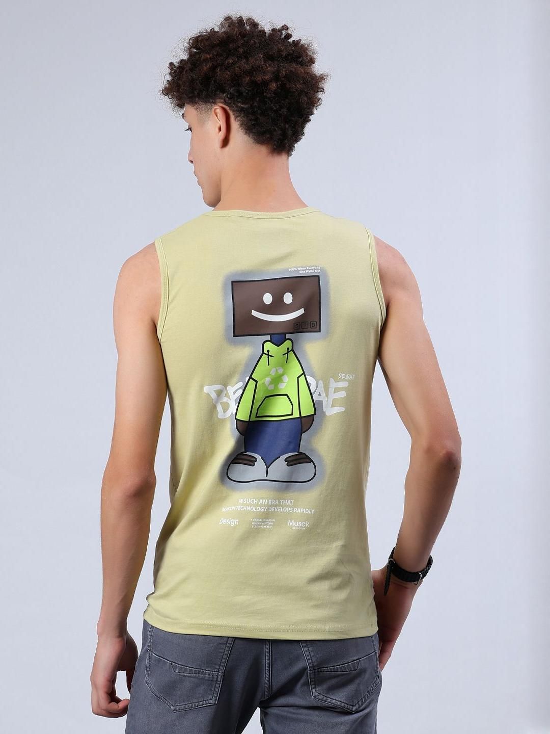 V-Mart Printed Cotton Single Jersey Round Neck Innerwear Vest VM-1817254-681-Green-image-47