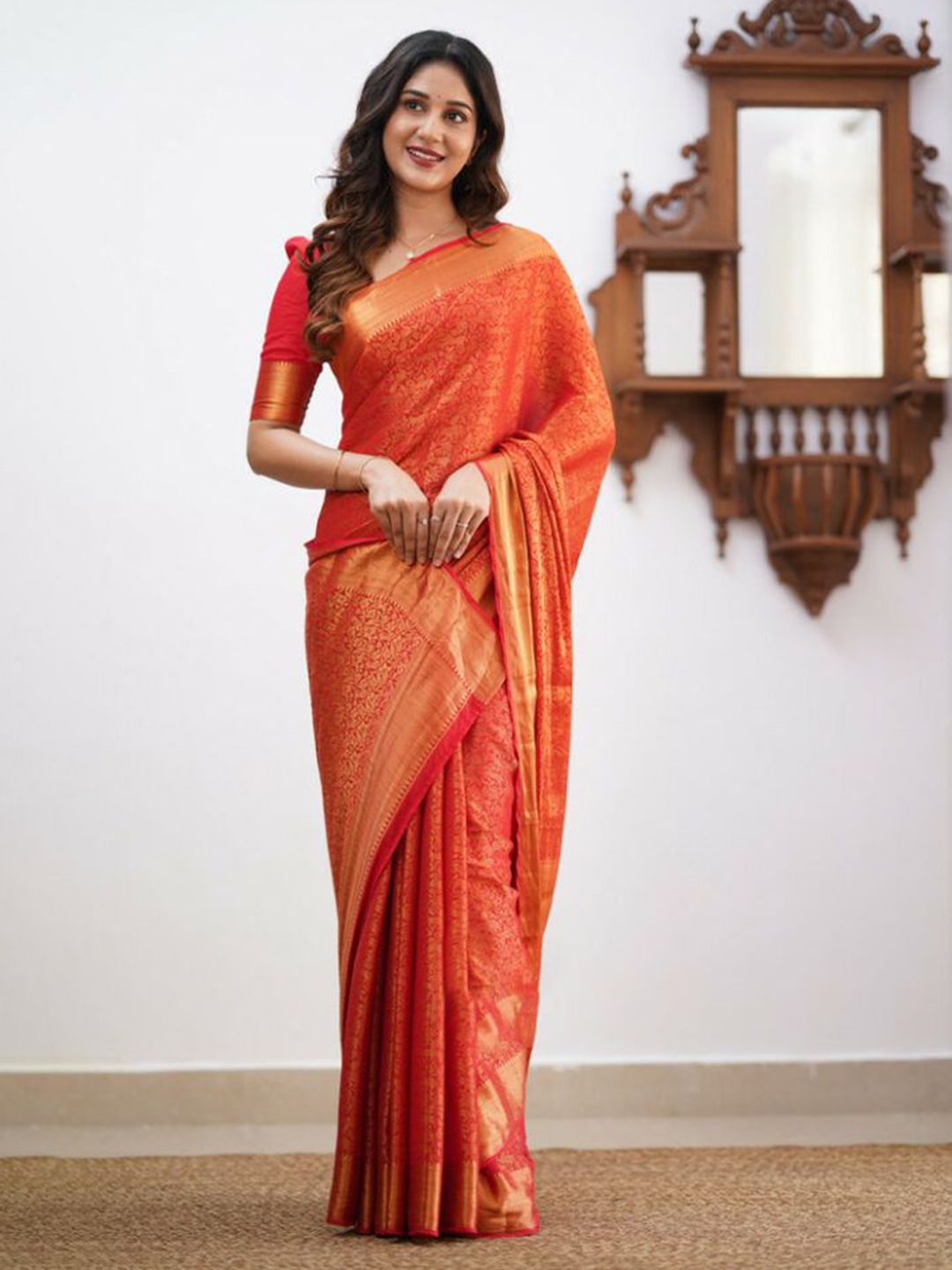 SWEETPEL Ethnic Motifs Woven Design Zari Banarasi Saree-picture-18