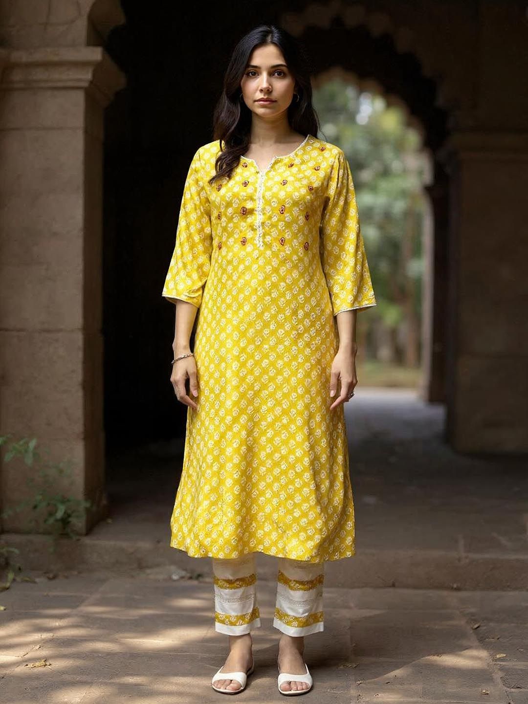 rangita Women Ethnic Motifs Embroidered Kurta with Trousers-picture-13