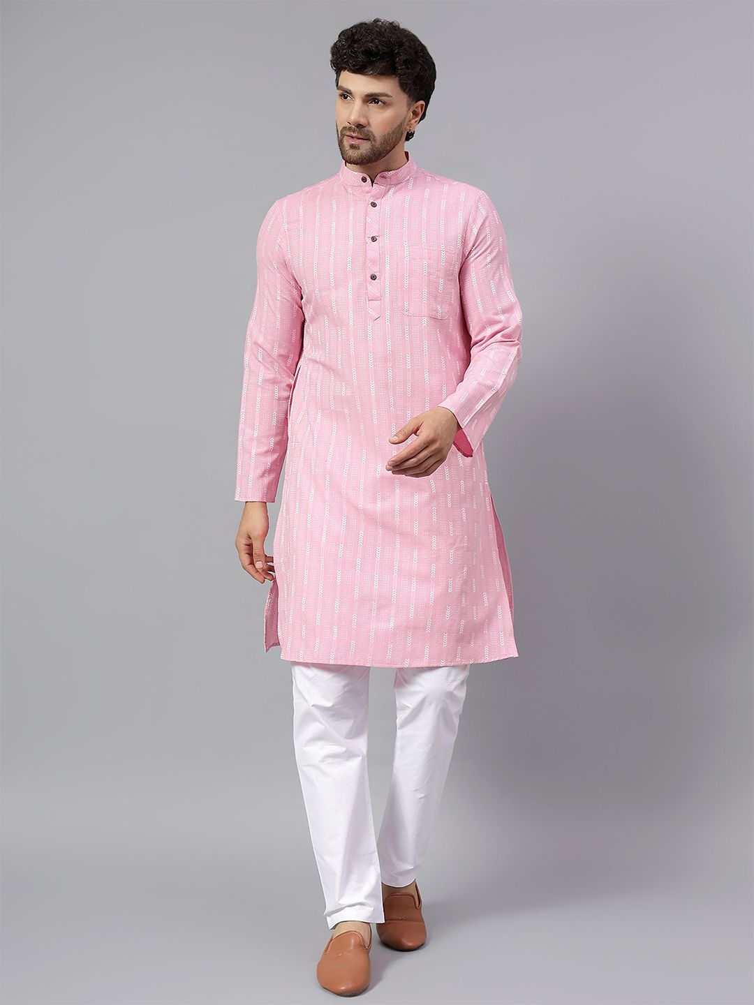 Latest Chikan Garments Men Striped Festive Cotton Straight Kurta-picture-36