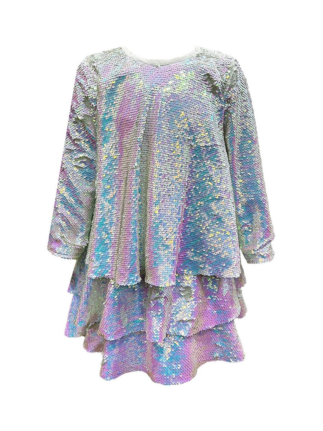 Alyaansh Couture Girls Embellished Layered Georgette Fit & Flare Dress-image-37