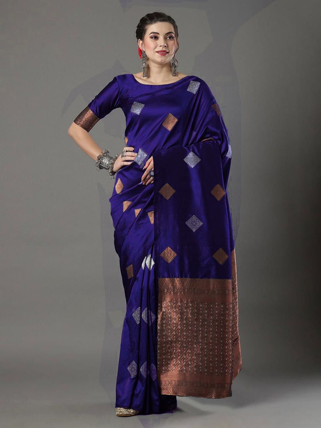 SWEETPEL Ethnic Motifs Woven Design Zari Banarasi Saree-picture-19