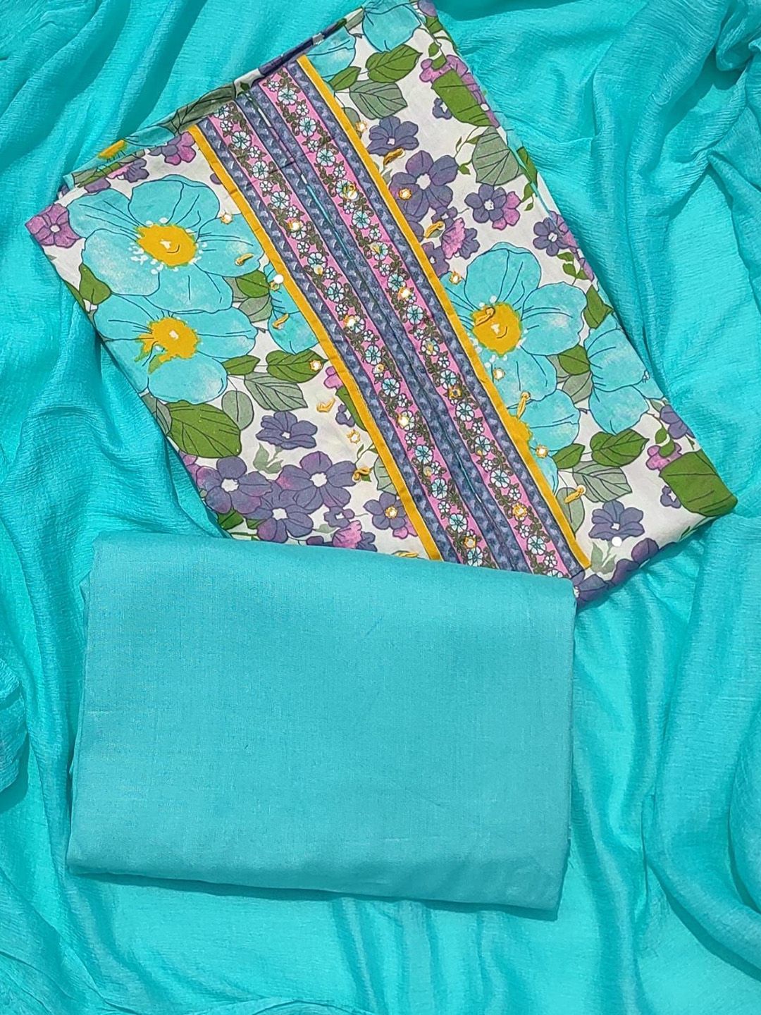 GC 80 BY GAURI COLLECTION Floral Printed Pure Cotton Unstitched Dress Material