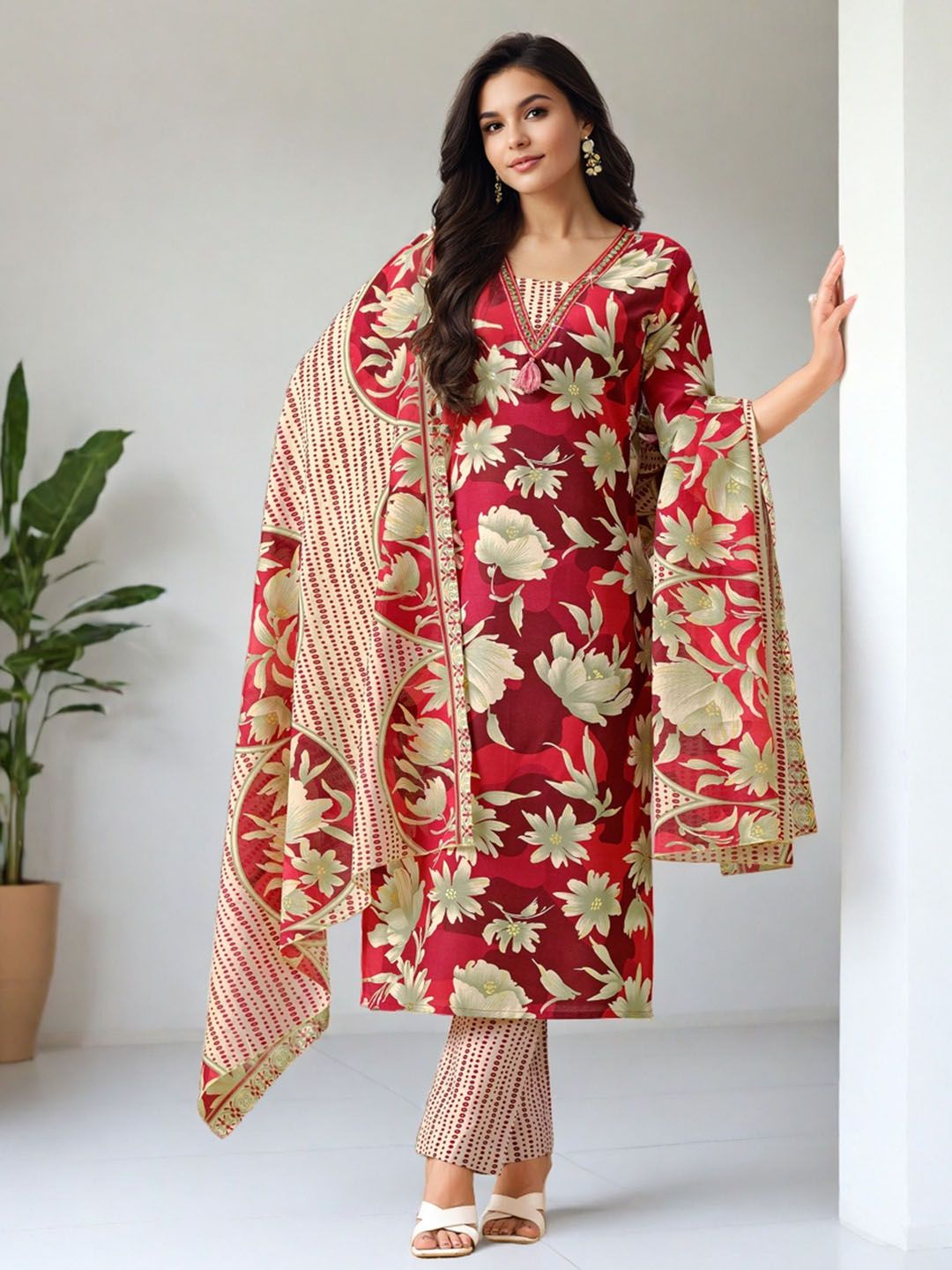 SZN Women Floral Printed Kurta with Trousers & Dupatta
