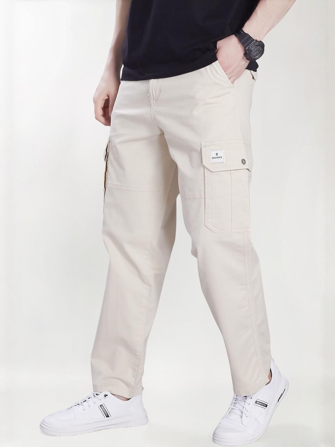 THE BEETEL HOUSE Men Relaxed Straight Leg Easy Wash Cargos Trousers-picture-30