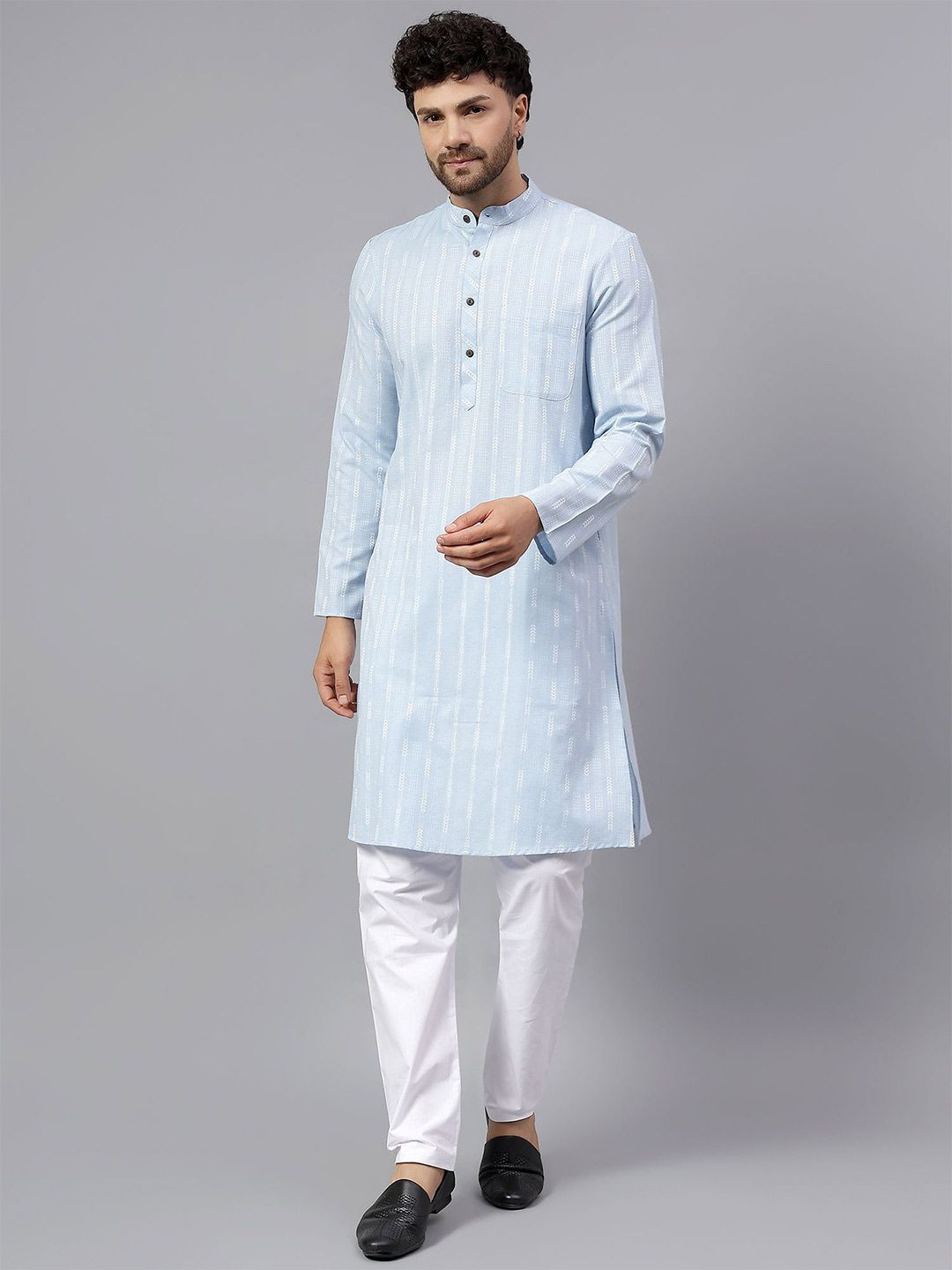 Latest Chikan Garments Men Checked Pastels Dobby Kurta-picture-24