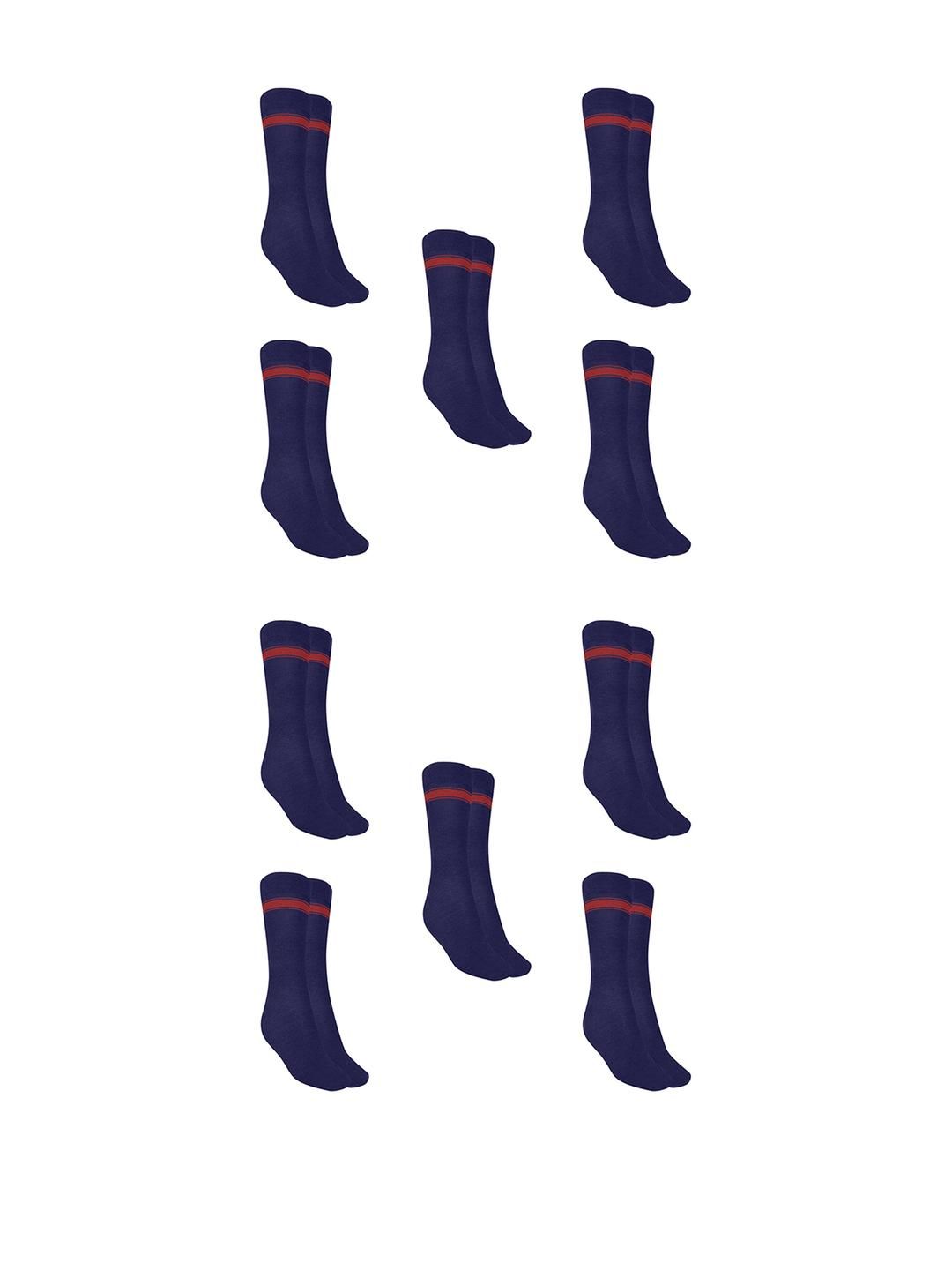 MUKHAKSH Girls Navy Blue Pack of 10 Pairs Solid Calf Length Socks-picture-39
