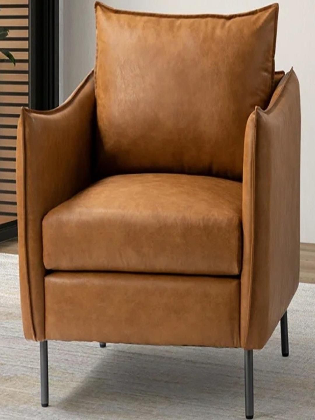 DOE BUCK Tan Faux Leather Lounge Chair