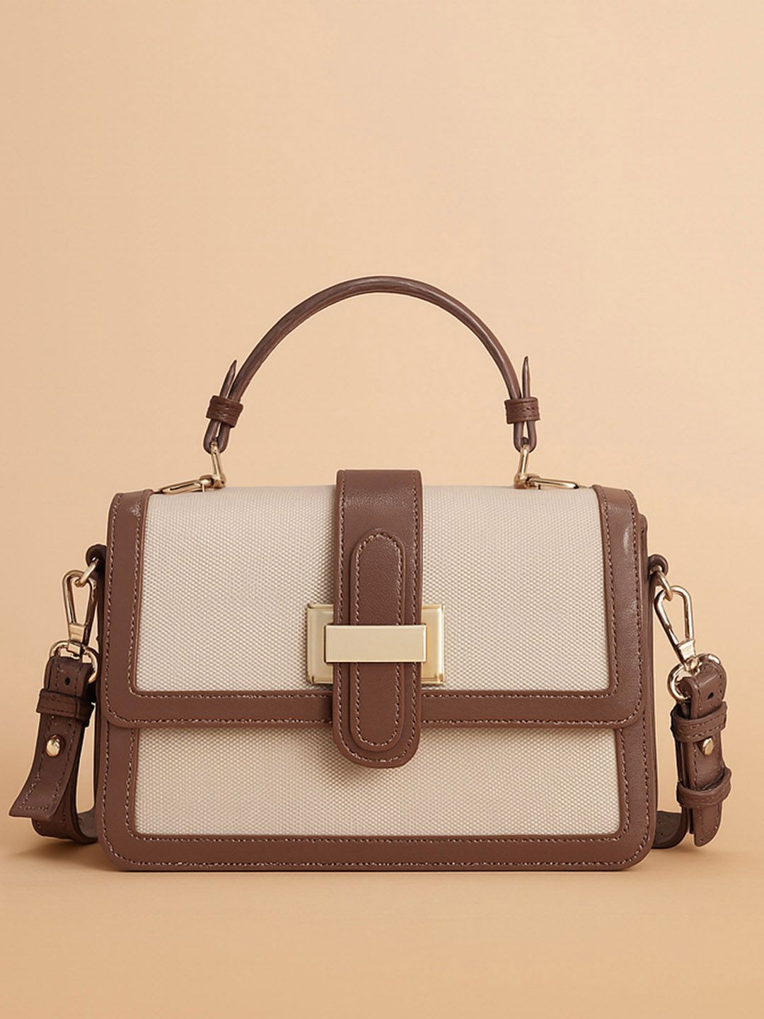 Lino Perros Colourblocked Structured Satchel With Detachable Sling Strap-image-3