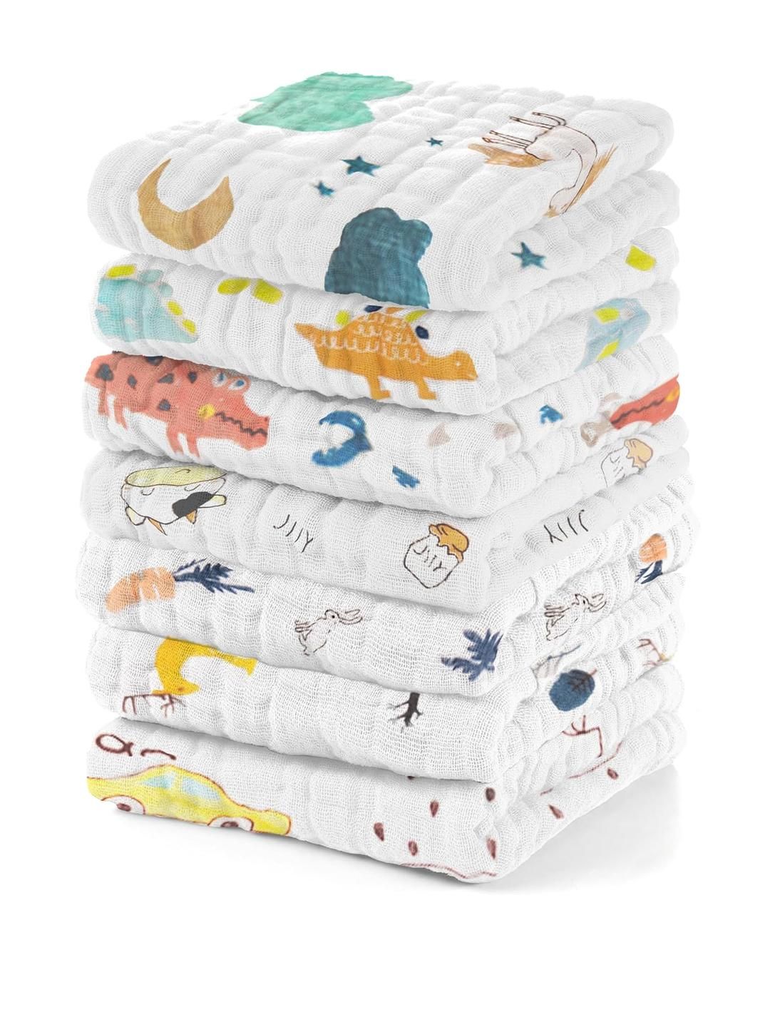 Teri Beri White & Green 5 Printed Cotton 200 GSM Bath Towel-picture-11