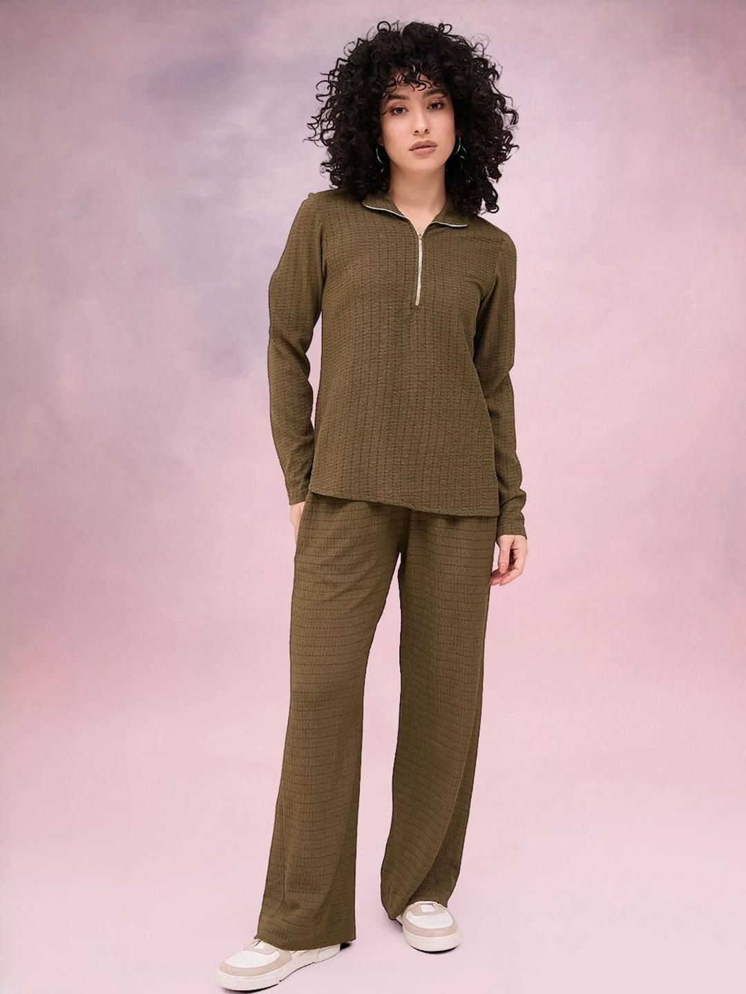 DressBerry Self Design Collar-Neck Top With Trousers Co-Ords-picture-15