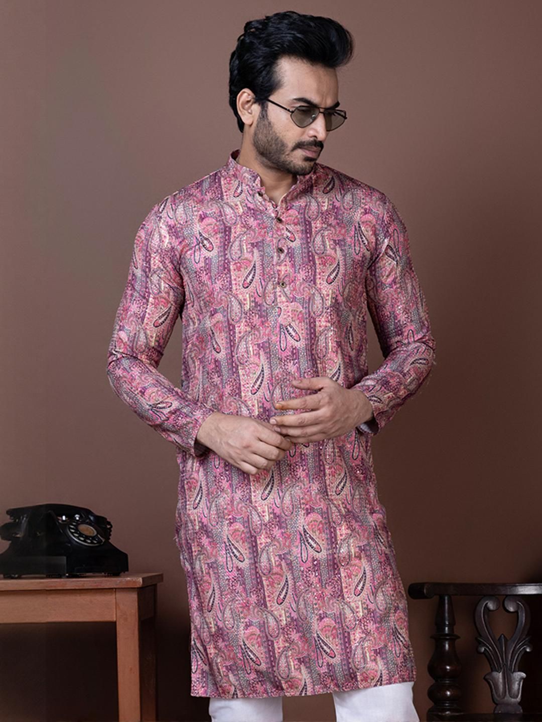 PulseIQ Men Multicolored Embellished Sequinned Kurta-picture-58
