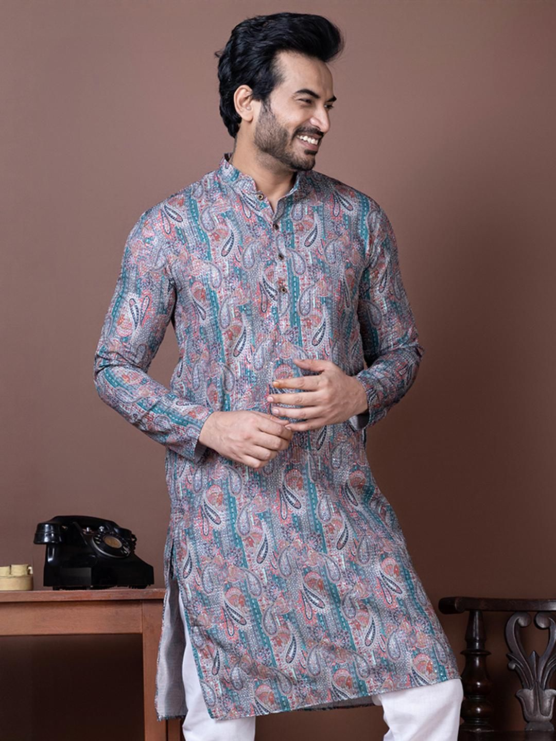 PulseIQ Men Embellished Sequinned Kurta-picture-24