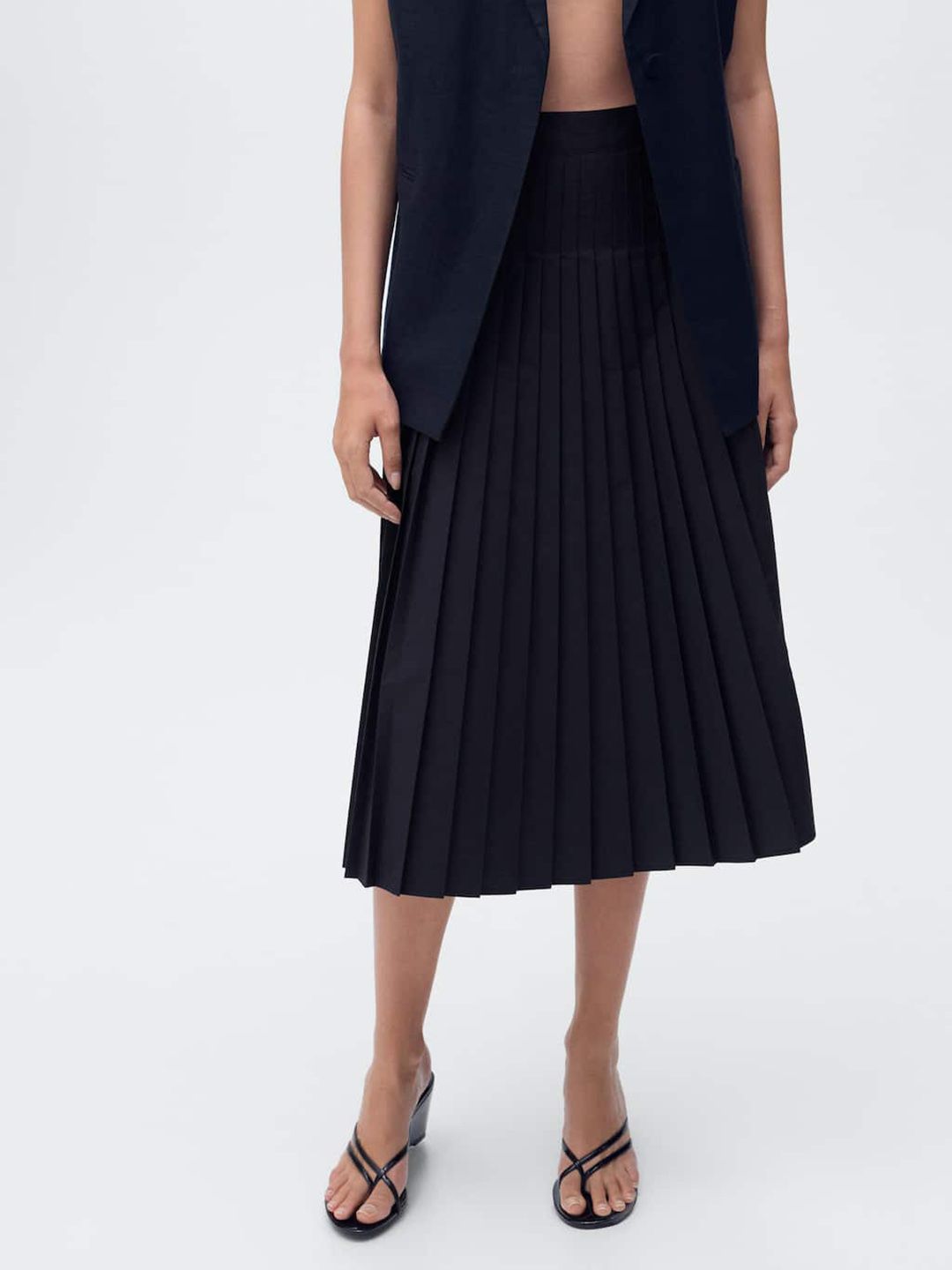 MANGO Accordian Pleats Mid-Rise Midi A-Line Skirt-picture-28