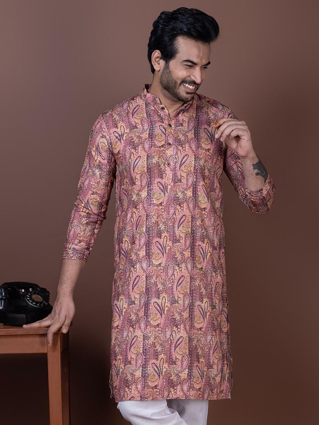 PulseIQ Men Embellished Sequinned Kurta-picture-51
