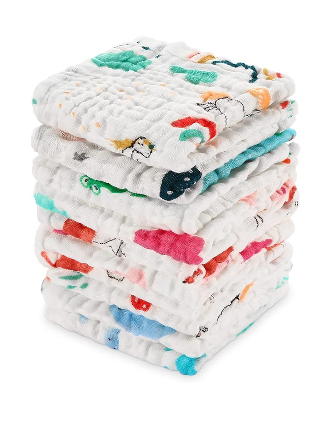 Teri Beri Multicoloured 5 Pieces Printed Cotton 200 GSM Bath Towels-image-18
