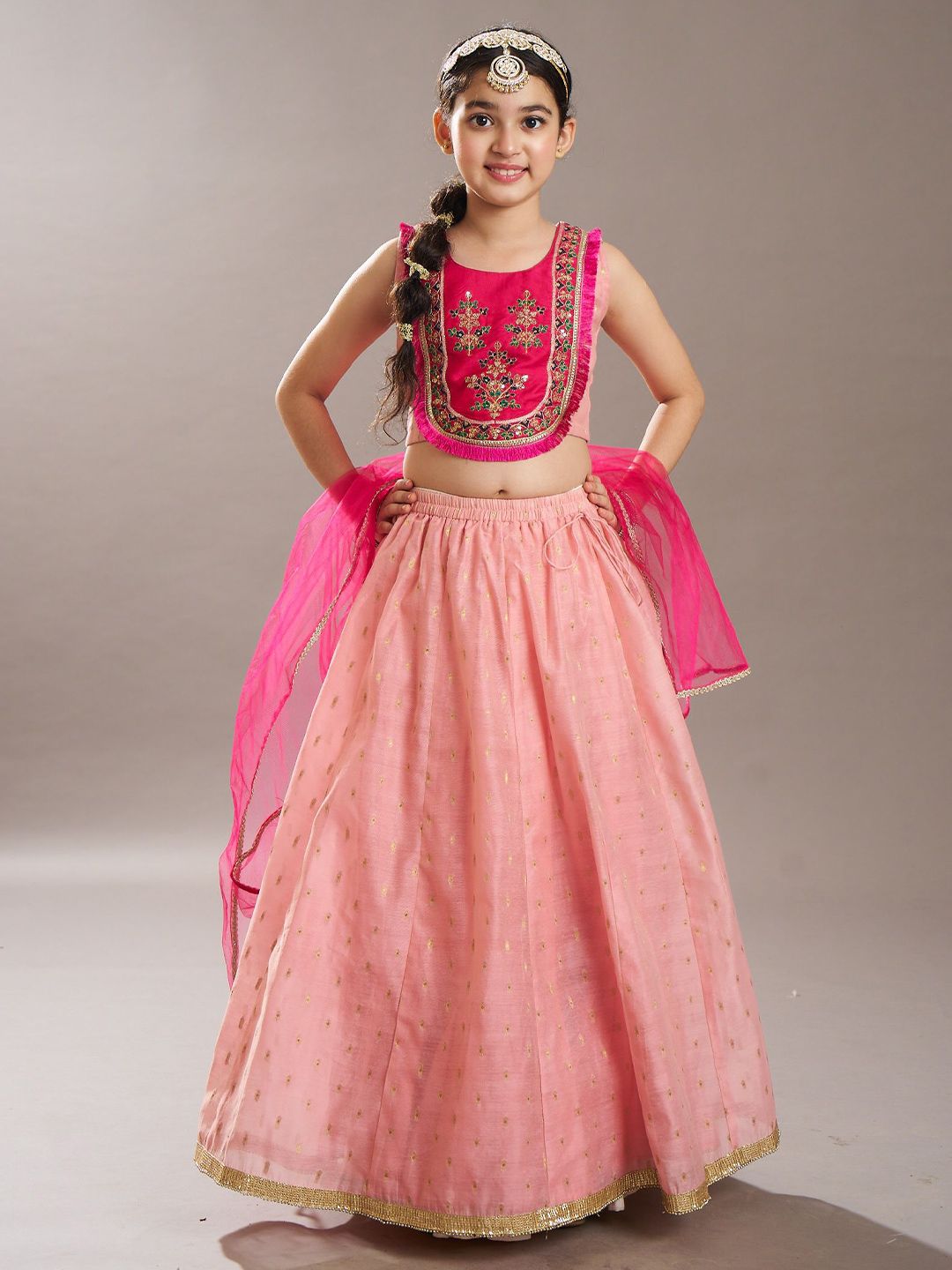 Bitiya by Bhama Girls Floral Embroidered Sequinned Ready to Wear Lehenga Choli-picture-17