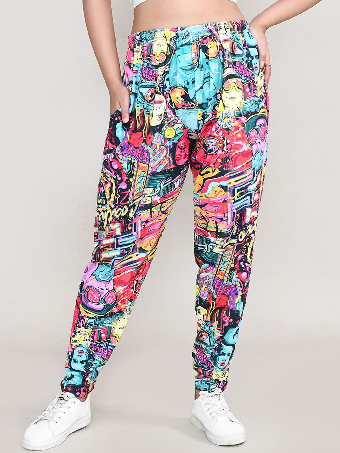 RAPL Women Abstract Printed High-Rise Regular Trousers-image-10
