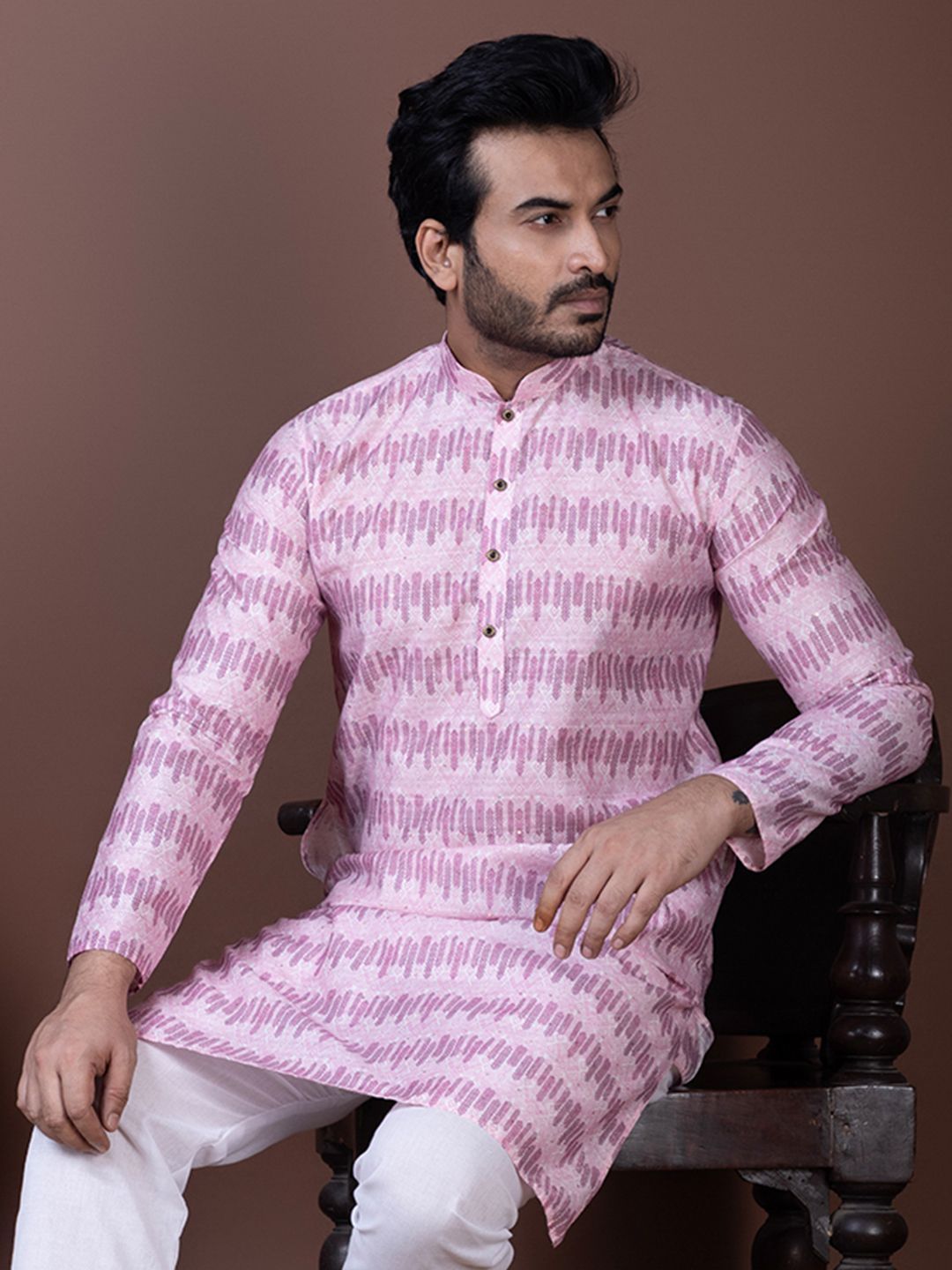 DEVOILER Ethnic Motifs Printed Mandarin Collar Cotton Silk Straight Kurta-picture-11