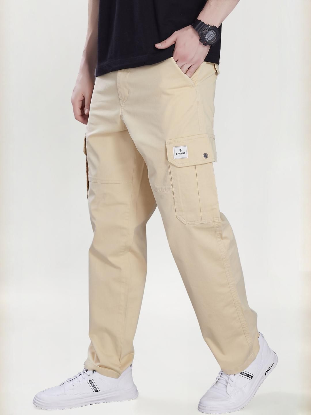 DIVISIVE Men Relaxed Straight Leg Easy Wash Cargos Trousers-image-19