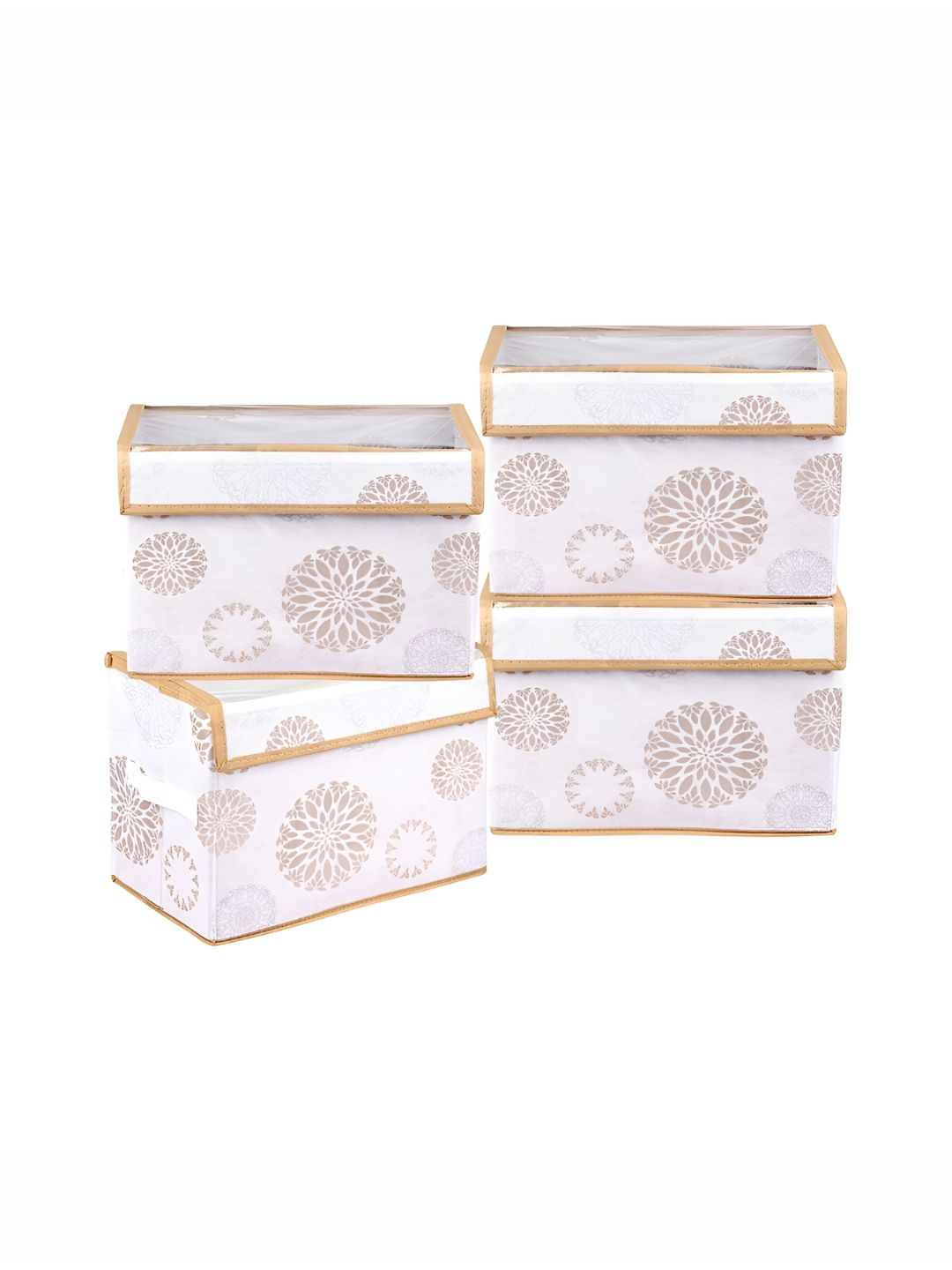 Aura White & Gold Toned 4 Pieces Printed Multi-Utility Organisers-picture-20