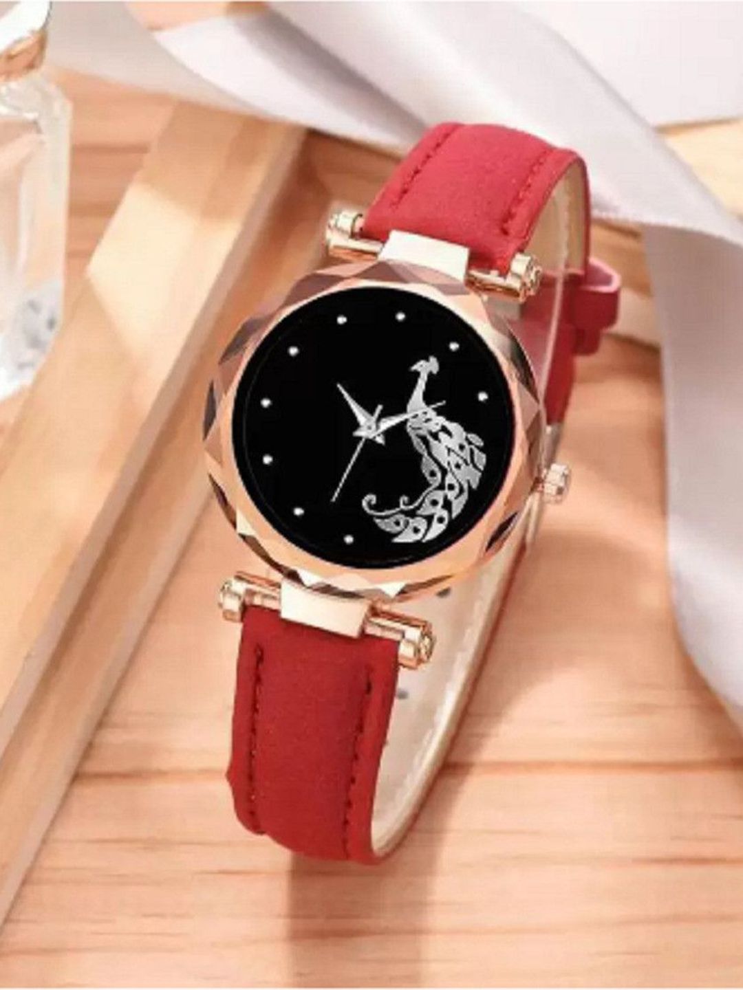 Miss Perfect Unisex Patterned Dial & Leather Straps Analogue Watch LJ93-image-43