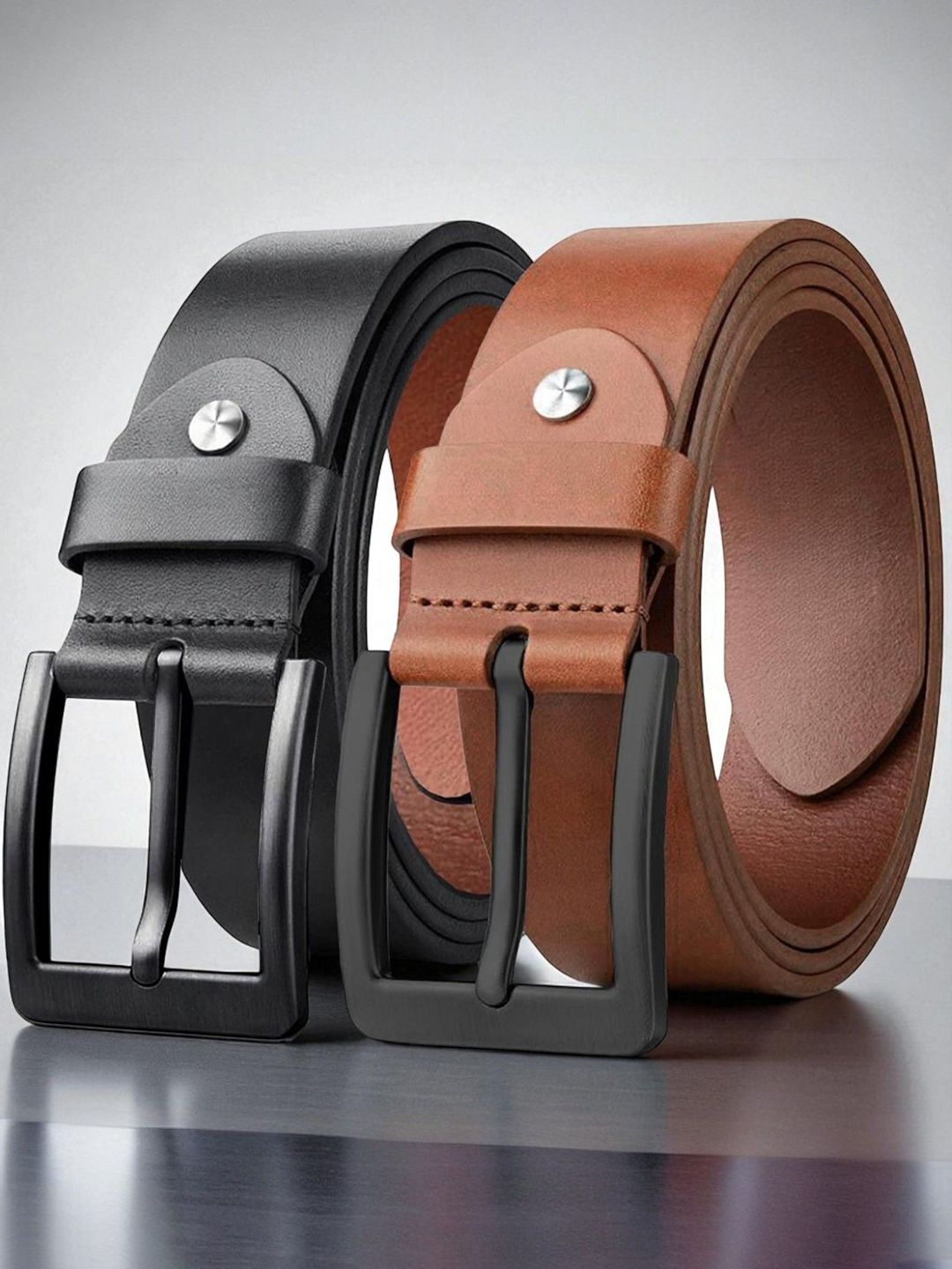 The Roadster Lifestyle Co. Men Set Of 2 Leather Formal Belts-picture-27