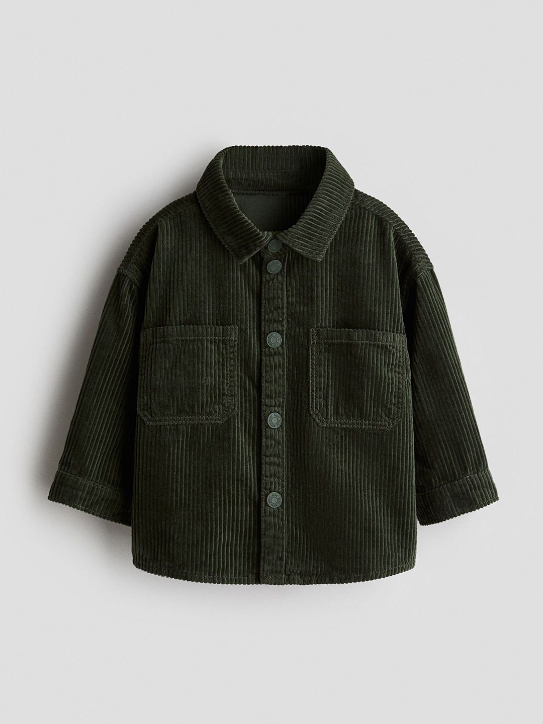 H&M Boys Green Long Sleeves Spread Collar Cotton Corduroy Shirt-picture-40