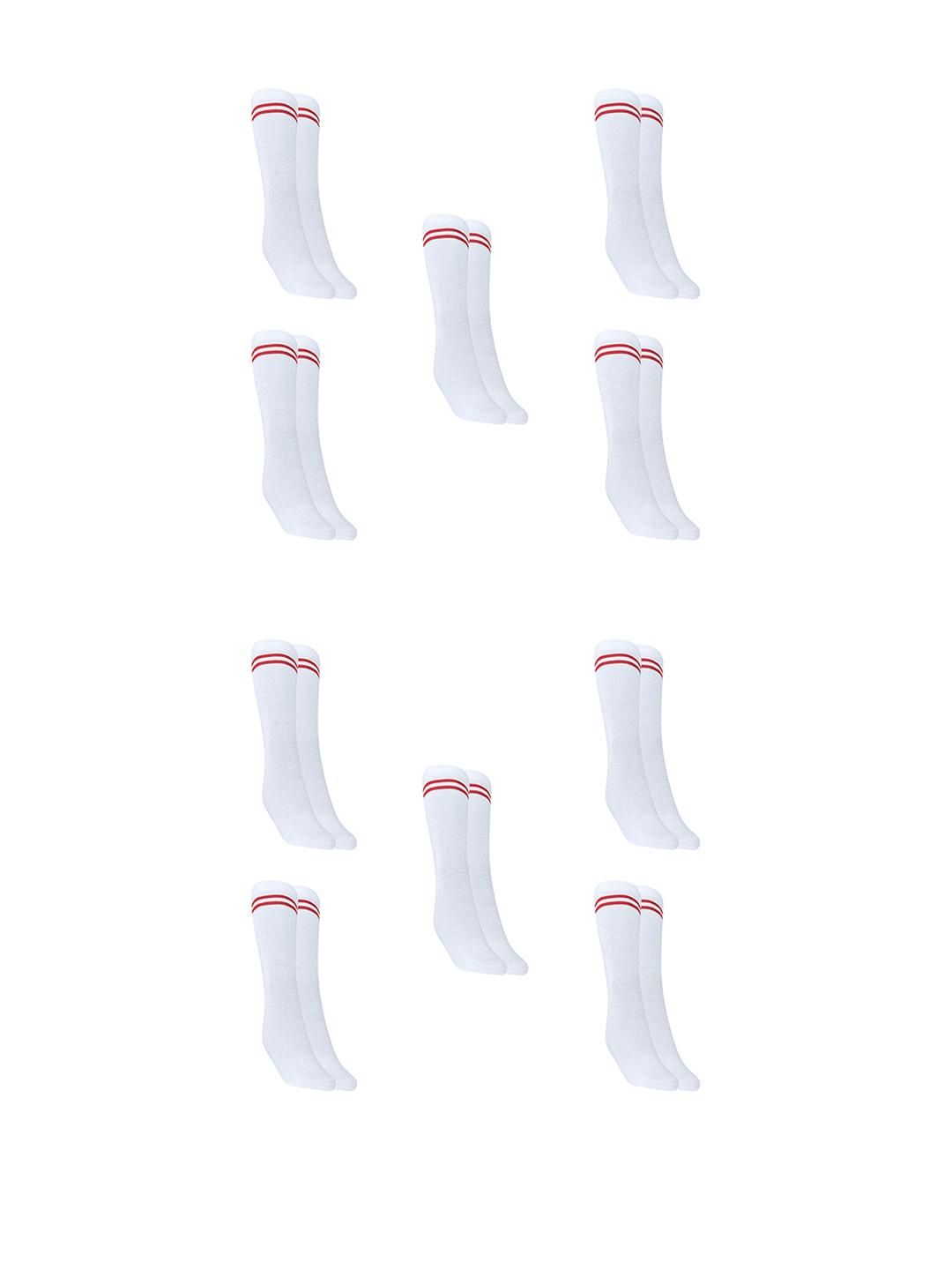 MUKHAKSH Girls Pack of 10 White Calf Length Socks-picture-31