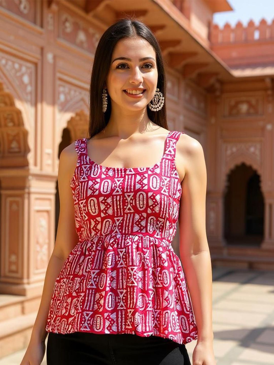 Istyle Can Women Printed Cotton Peplum Top-picture-27