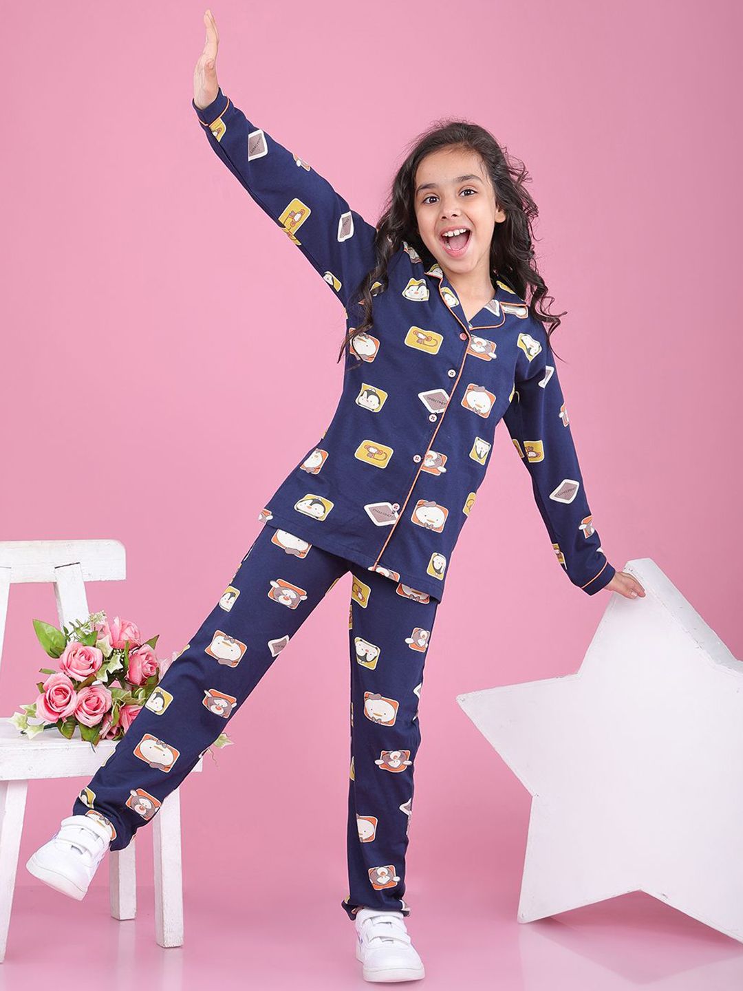 Bloem Girls Pure Cotton Graphic Printed Night suit-picture-25