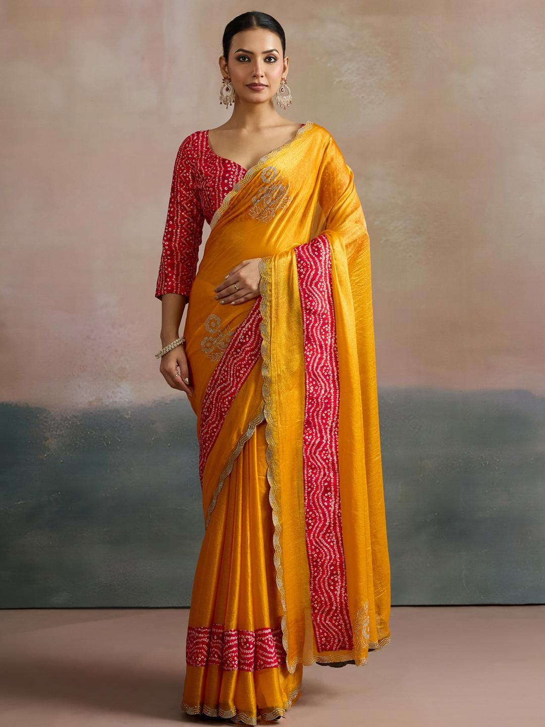 Anouk Yellow Pure Chiffon Sarees-image-44
