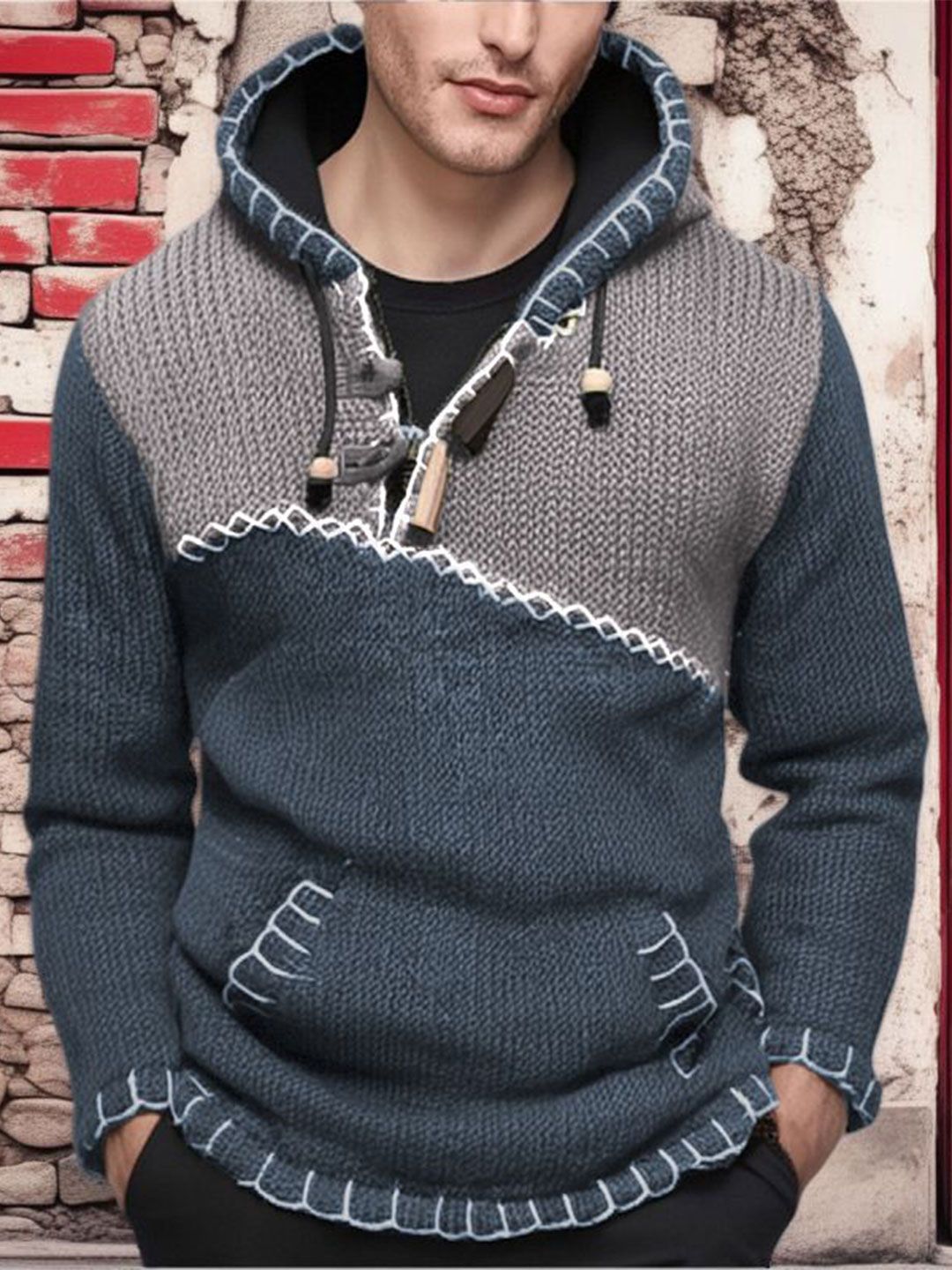 HERE&NOW Men Colourblocked Pullover Sweaters-picture-23