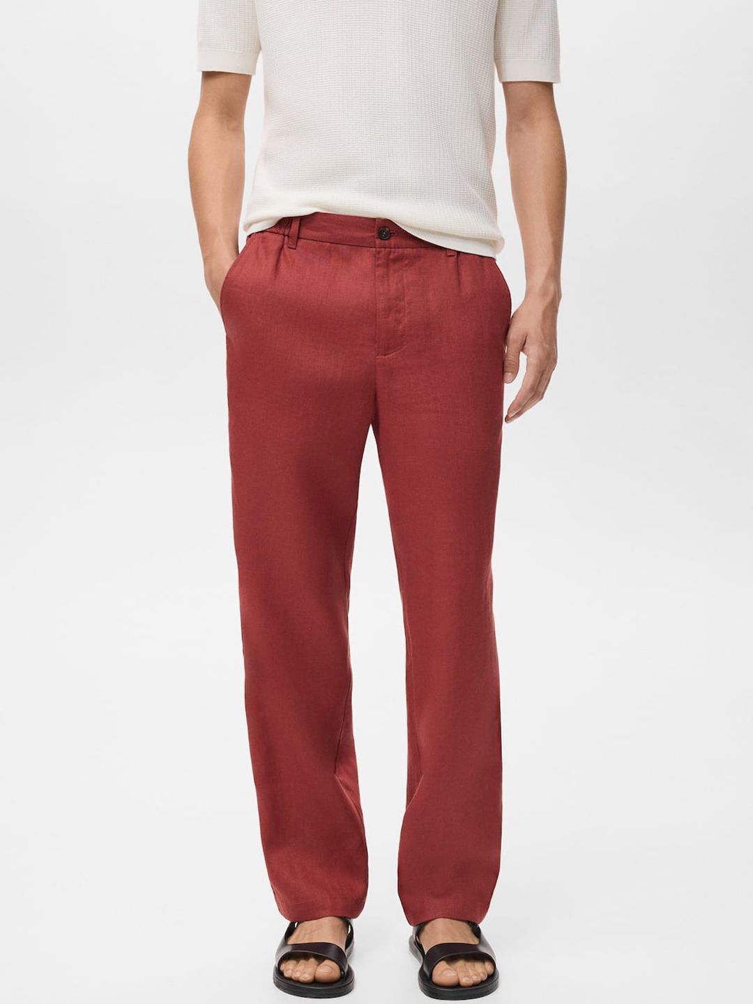 MANGO MAN Relaxed Fit Linen Trousers-picture-27
