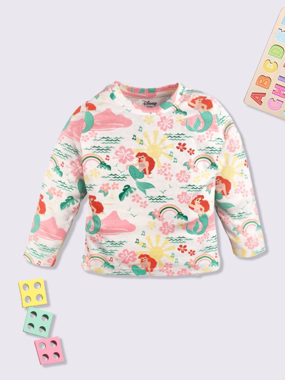 YK Disney Girls Ariel Printed Cotton T-shirt-picture-30