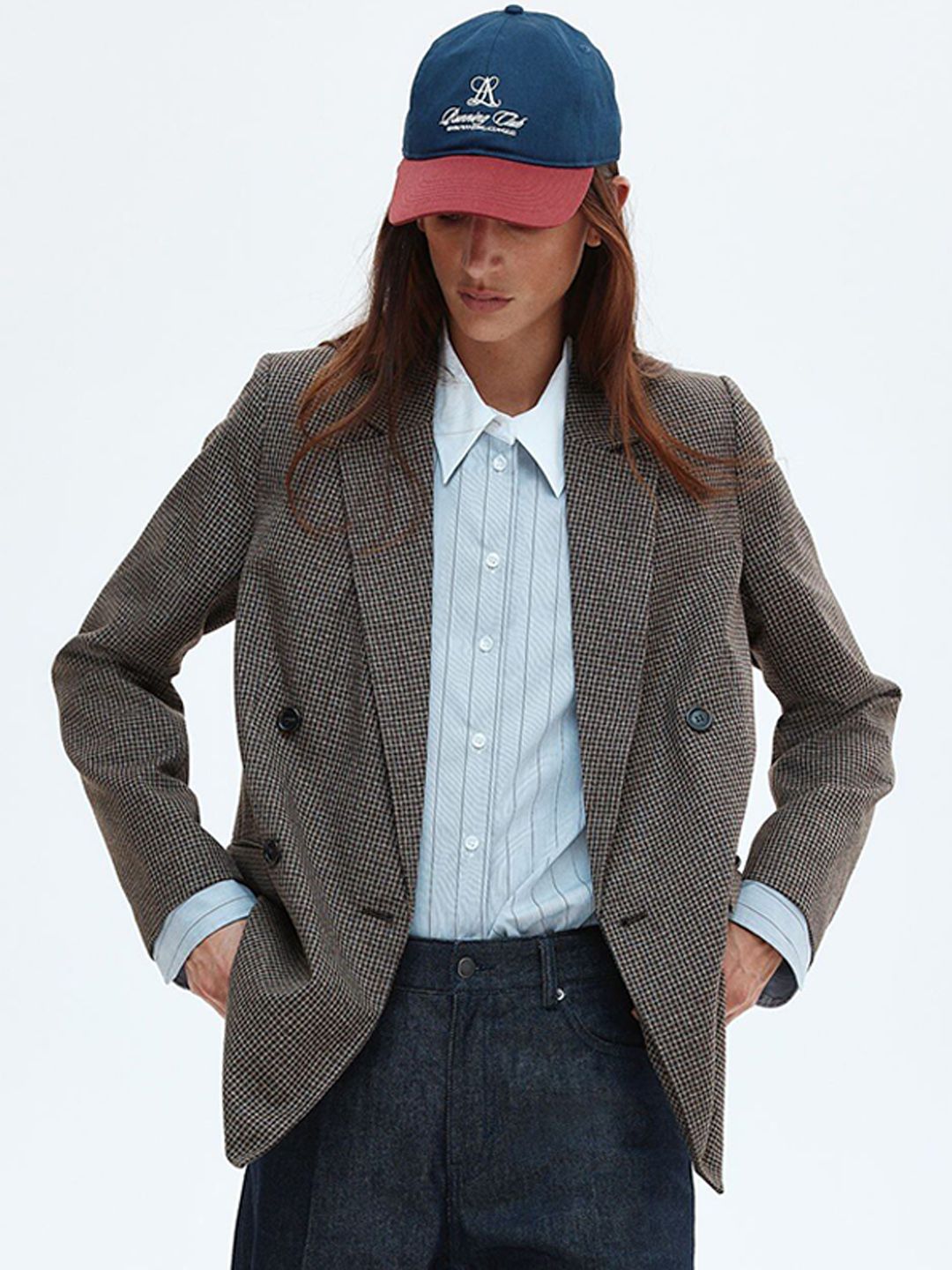 H&M Women Brown Casual Checked Long Sleeves Double-Breasted Blazer