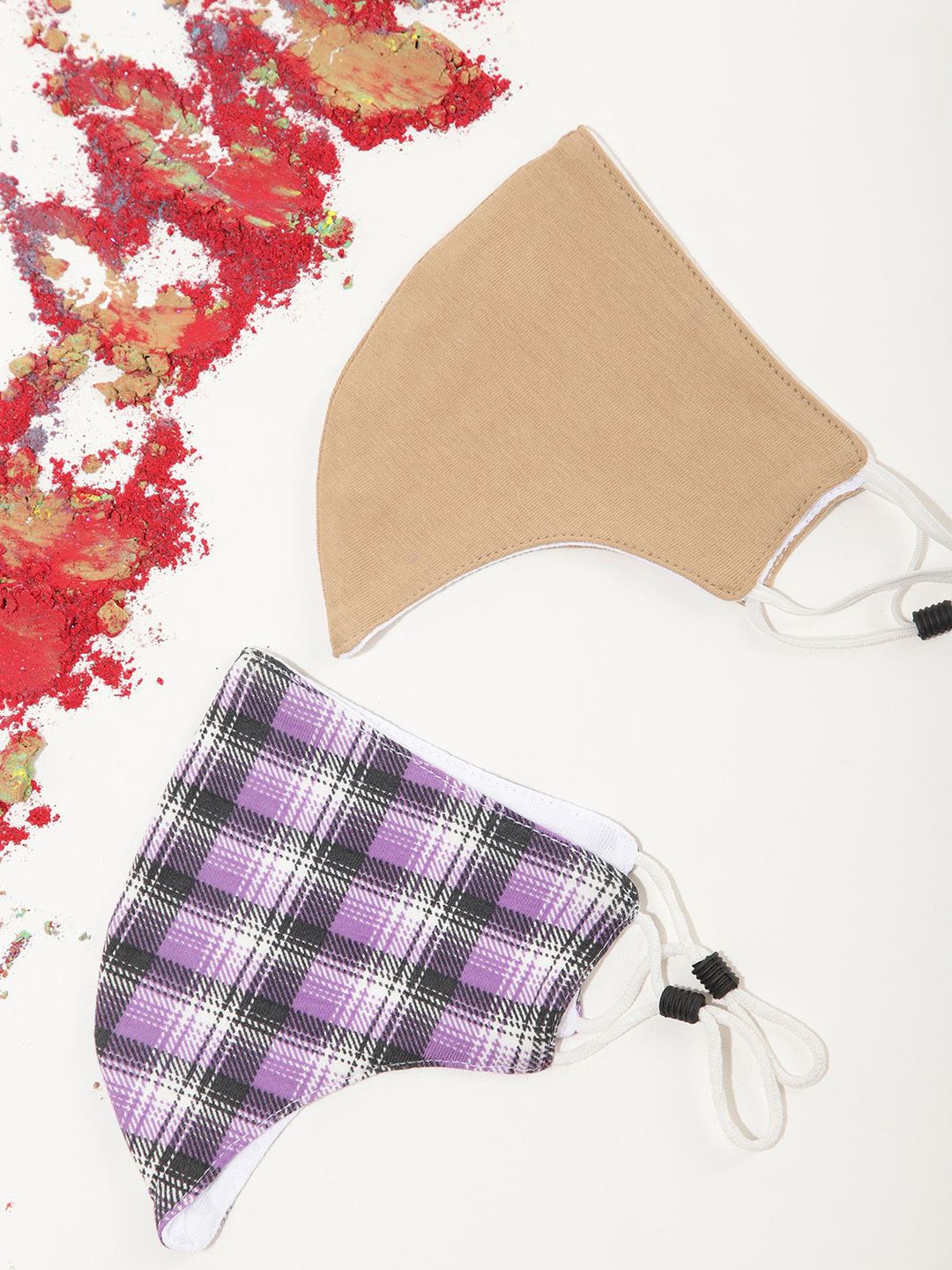 LULU & SKY Women Pack Of 2 Checked Reusable Outdoor Masks-picture-13