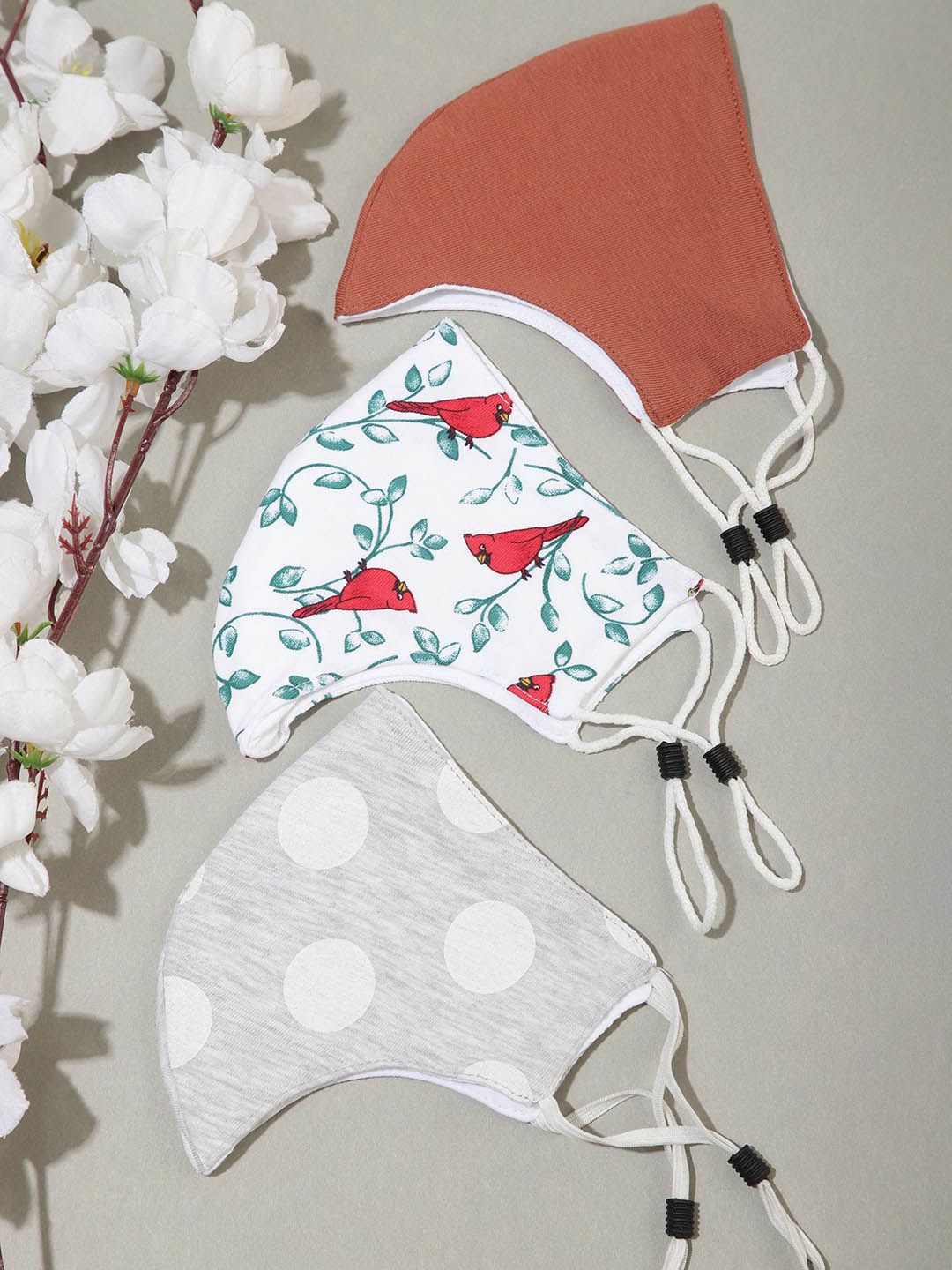 LULU & SKY Women Set Of 3 Printed Reusable Protective Outdoor Masks-image-27