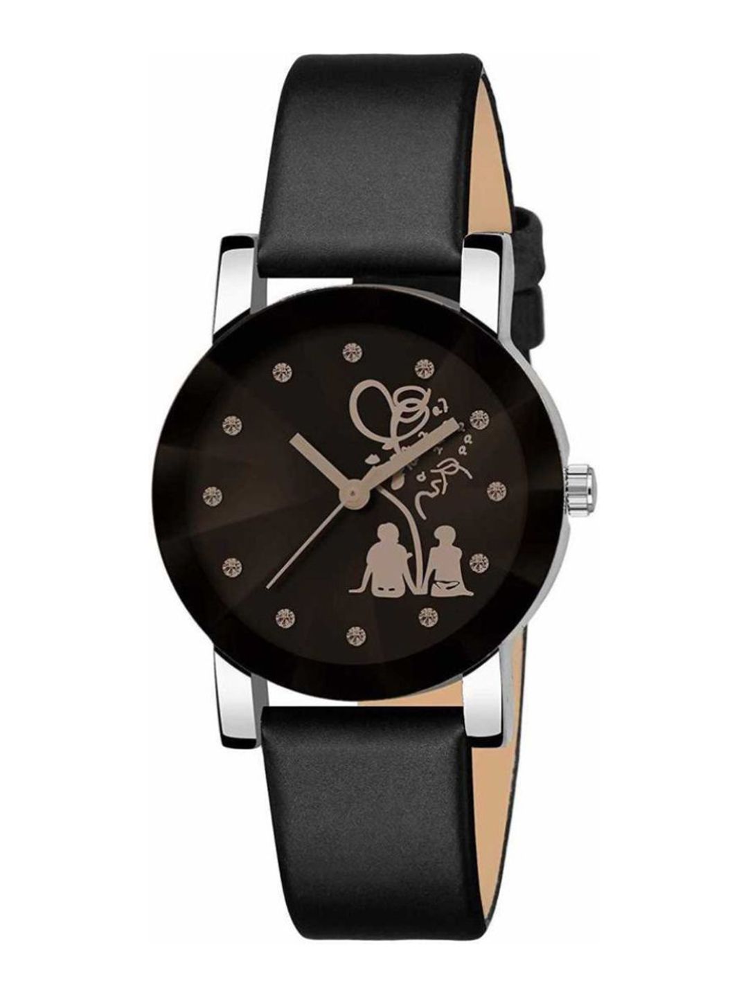 Miss Perfect Unisex Embellished Dial & Leather Straps Analogue Watch FA40-image-1
