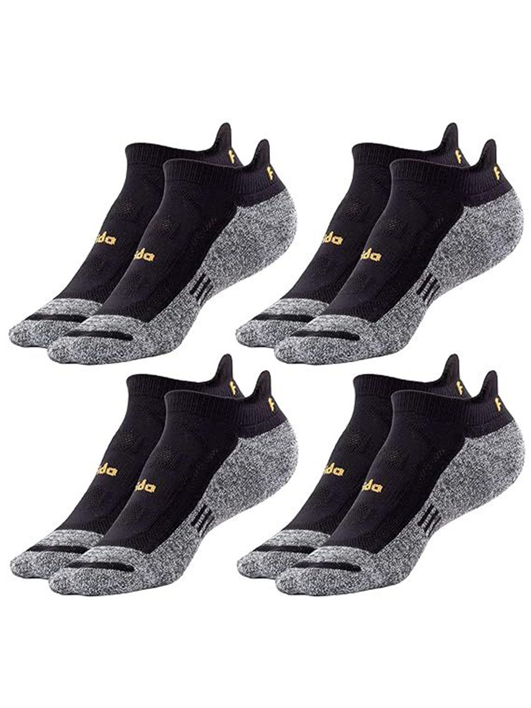 FRIDO Men Pack Of 4 Colorblocked Black & Grey Cotton Ankle-Length Socks-picture-43