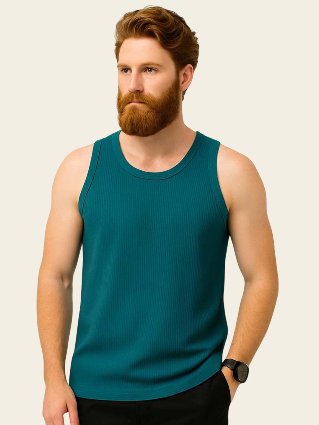 Organic Chics Textured Tank Innerwear Vests WaffleVest-TealBlue_S-image-1