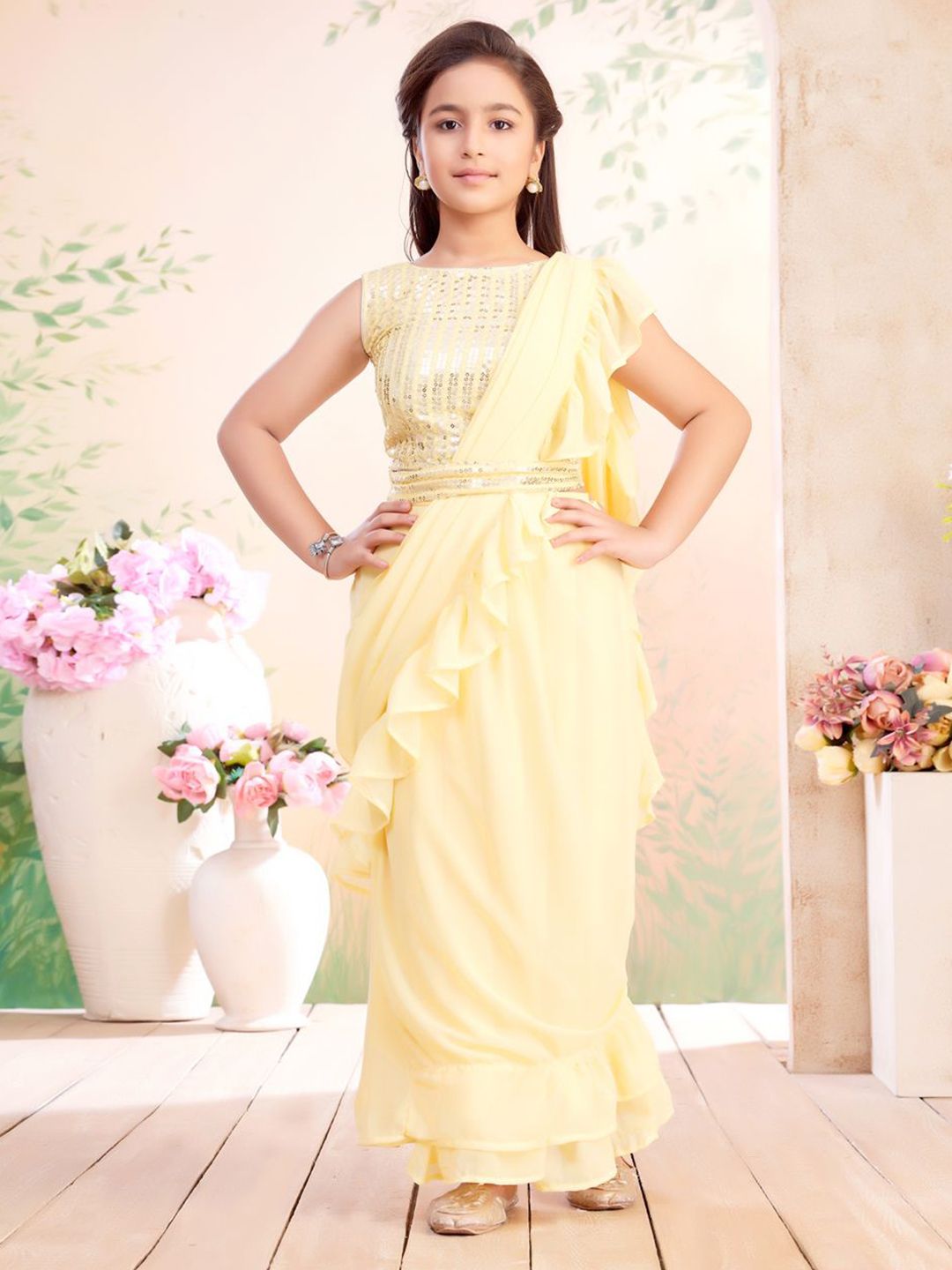 Aarika Girls Ruffles Saree-image-26