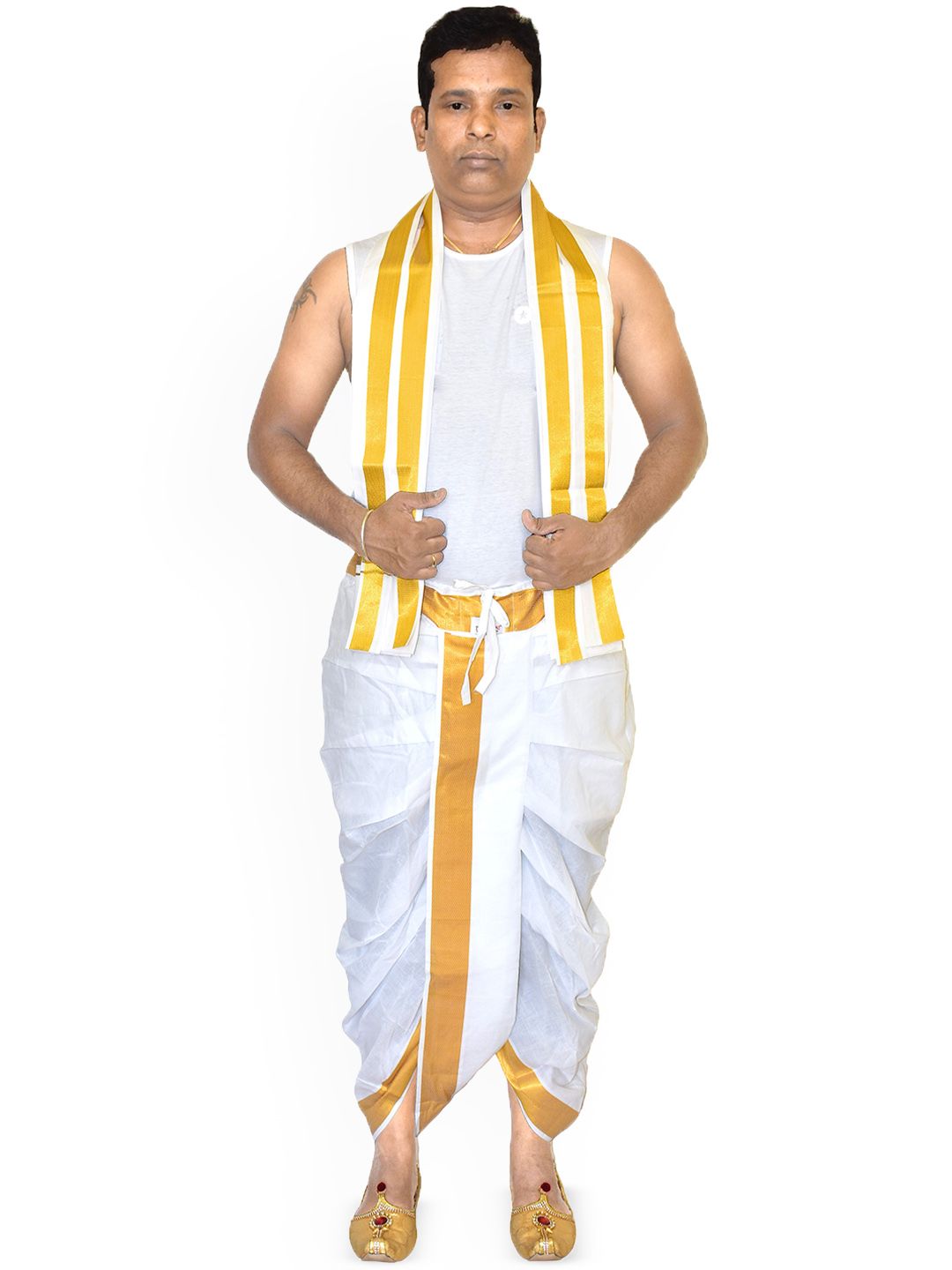TUNI MANI Men Cotton Pocket Dhoti Pant with Towel-image-28